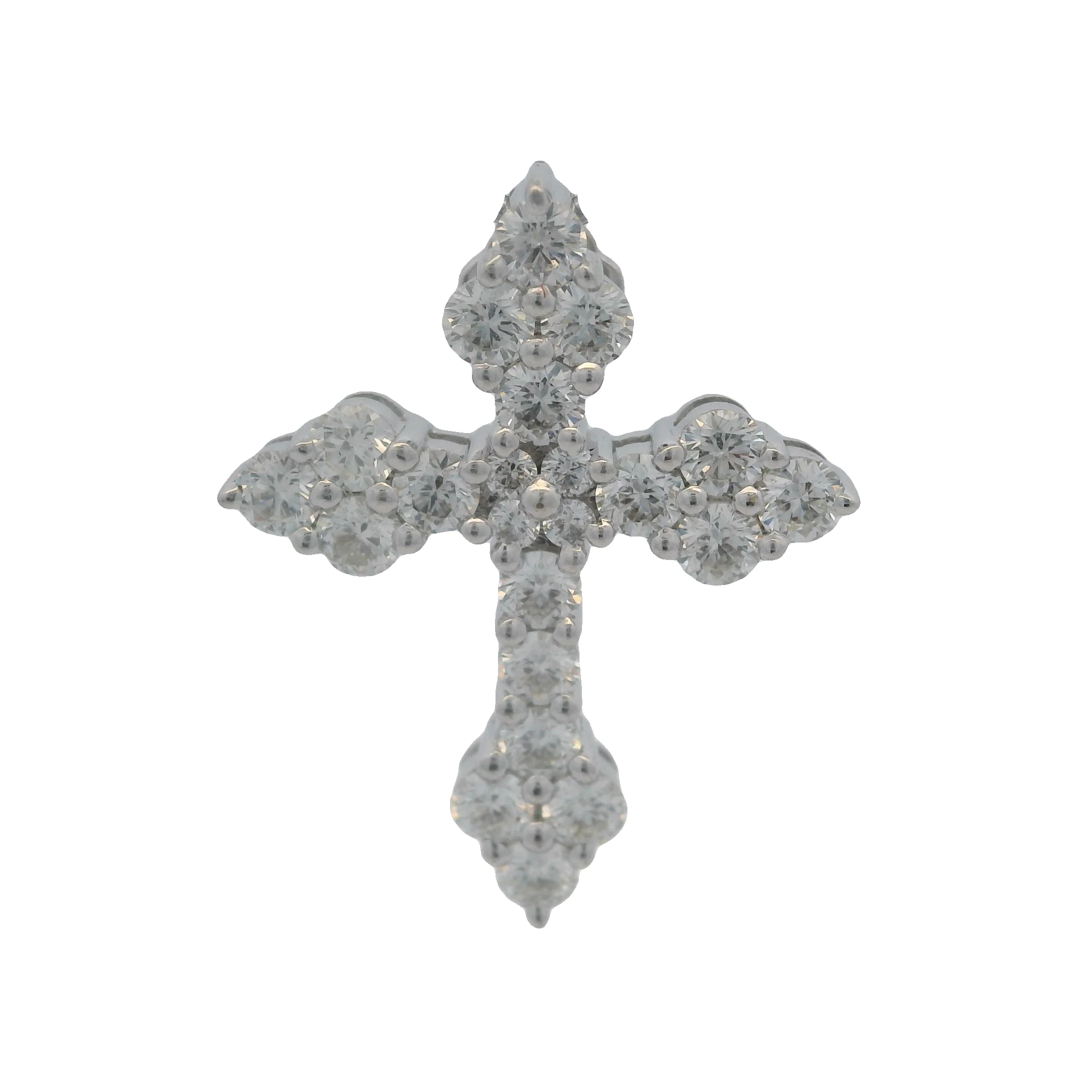 Hearts On Fire Solid 18kt White Gold and 0.76ctw Diamond Cross Pendant