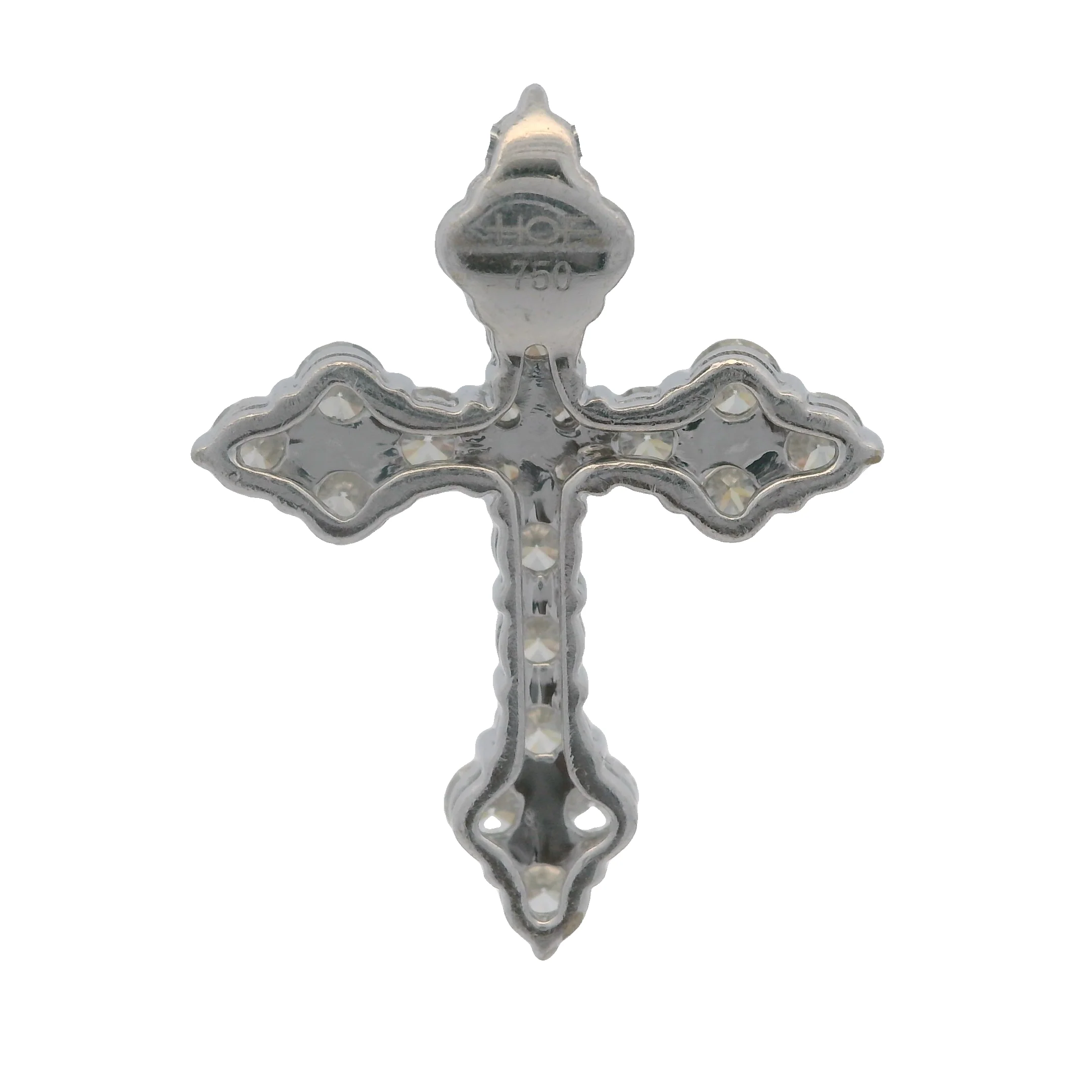 Hearts On Fire Solid 18kt White Gold and 0.76ctw Diamond Cross Pendant - Image 2