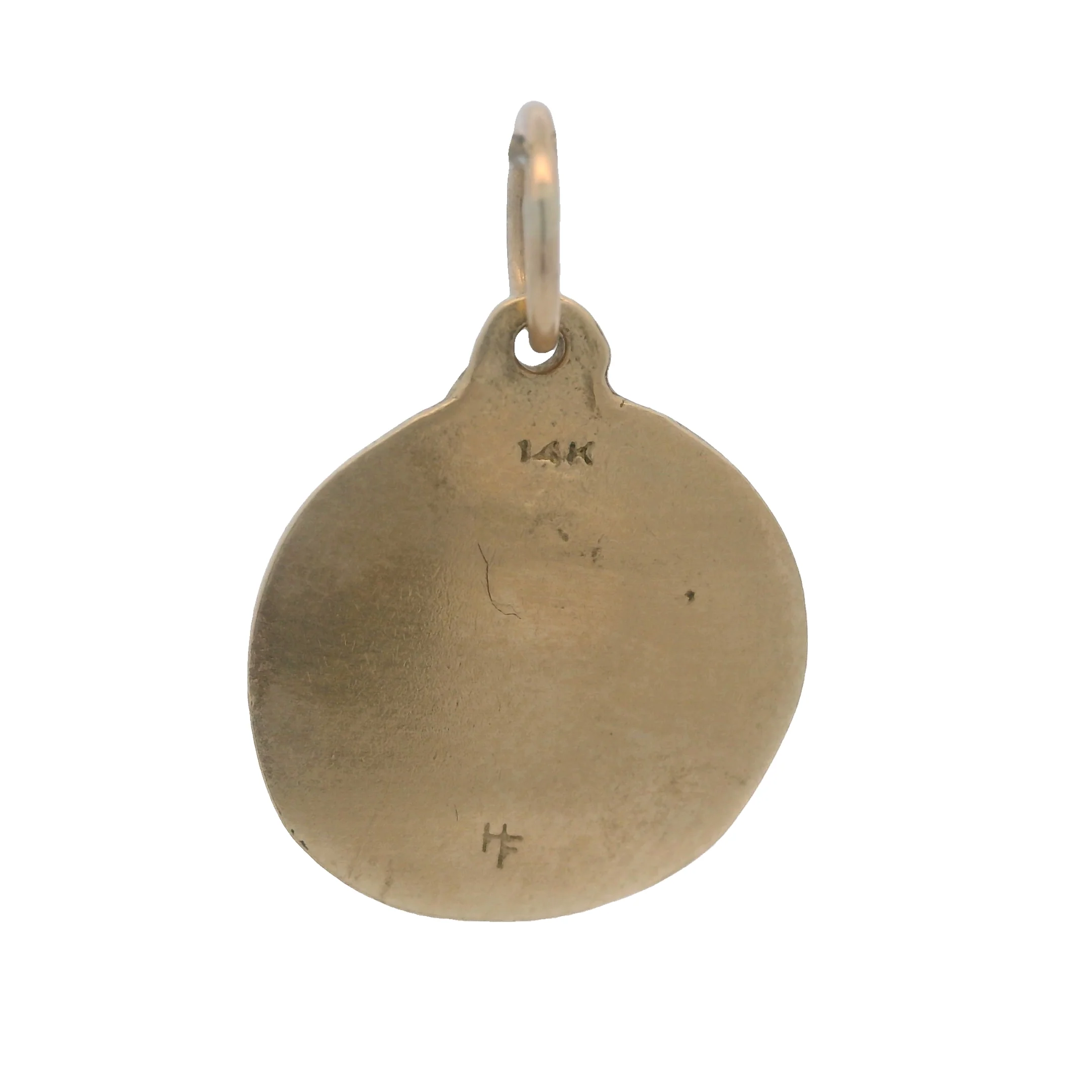 Helen Ficalora Solid 14kt Yellow Gold Circle Letter E Initial Charm Pendant - Image 2