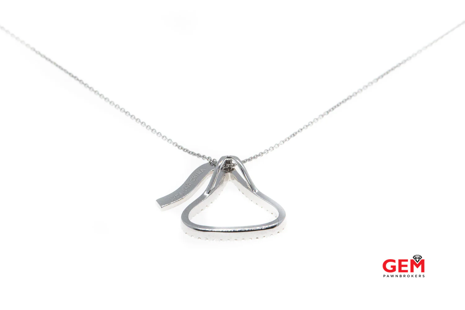 Hershey's Kisses Diamond Pave Charm 14K 585 White Gold 18.25" Chain Necklace (2) - Image 3