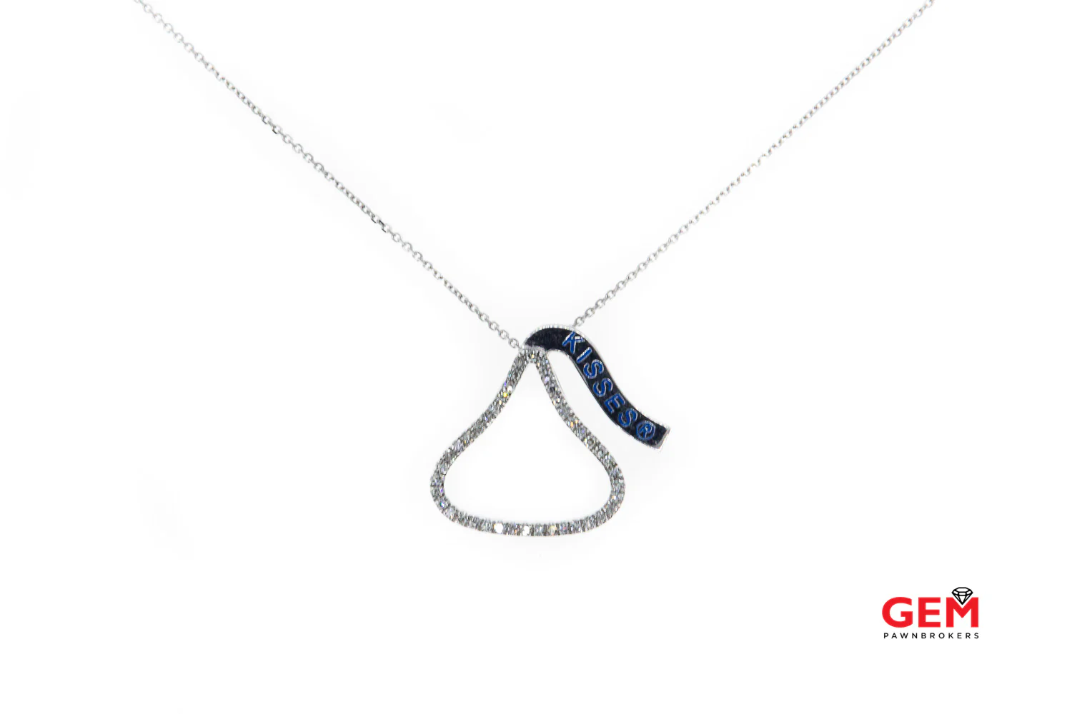 Hershey's Kisses Diamond Pave Charm 14K 585 White Gold 18.25" Chain Necklace (2) - Image 5