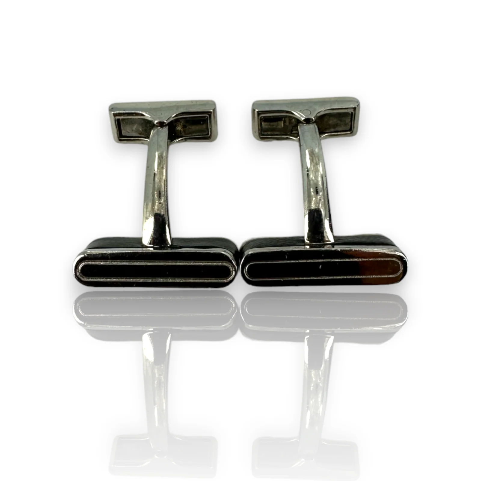 Hugo Boss Rectangular Stainless Steel Cufflinks Black Color Italy - Image 3