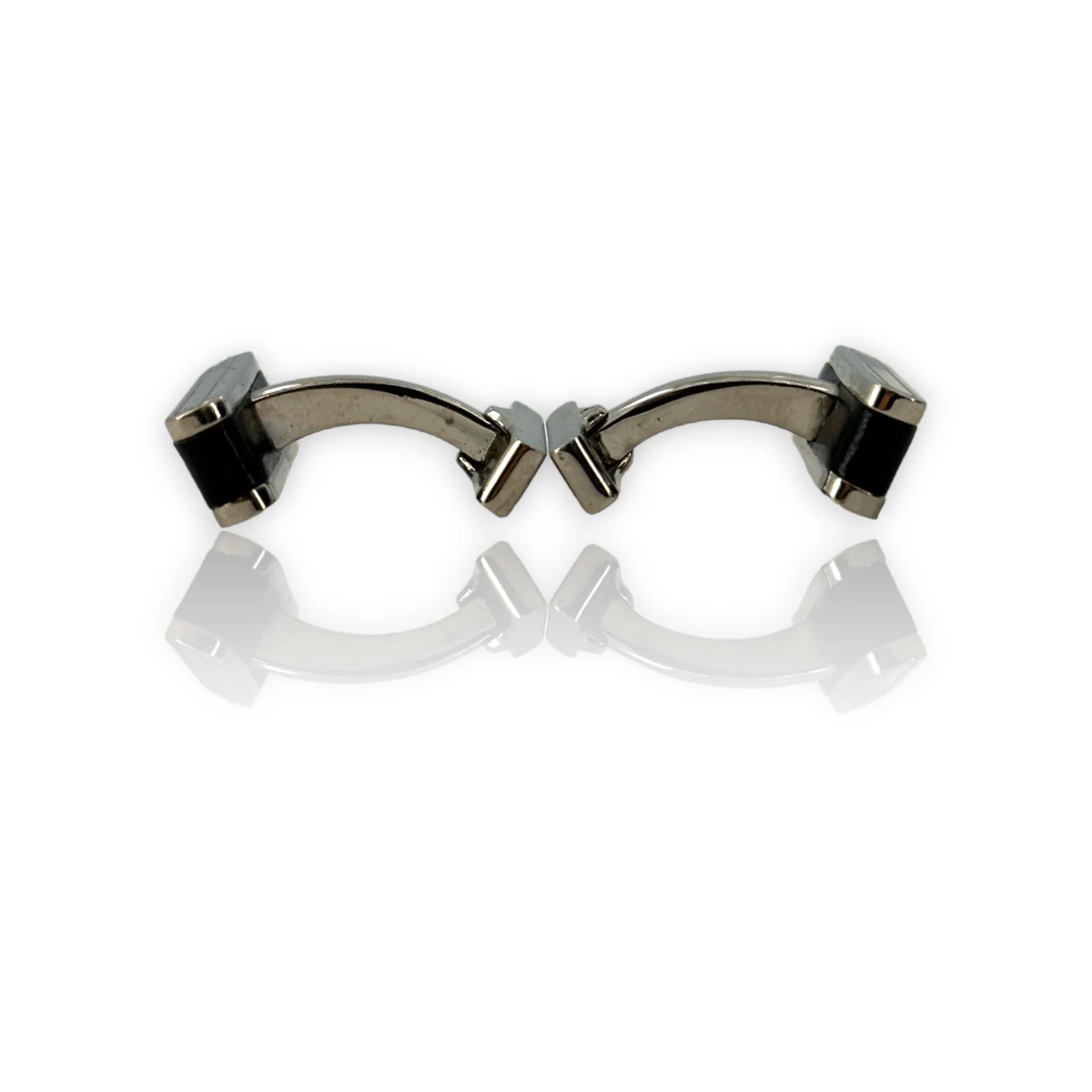 Hugo Boss Rectangular Stainless Steel Cufflinks Black Color Italy - Image 5
