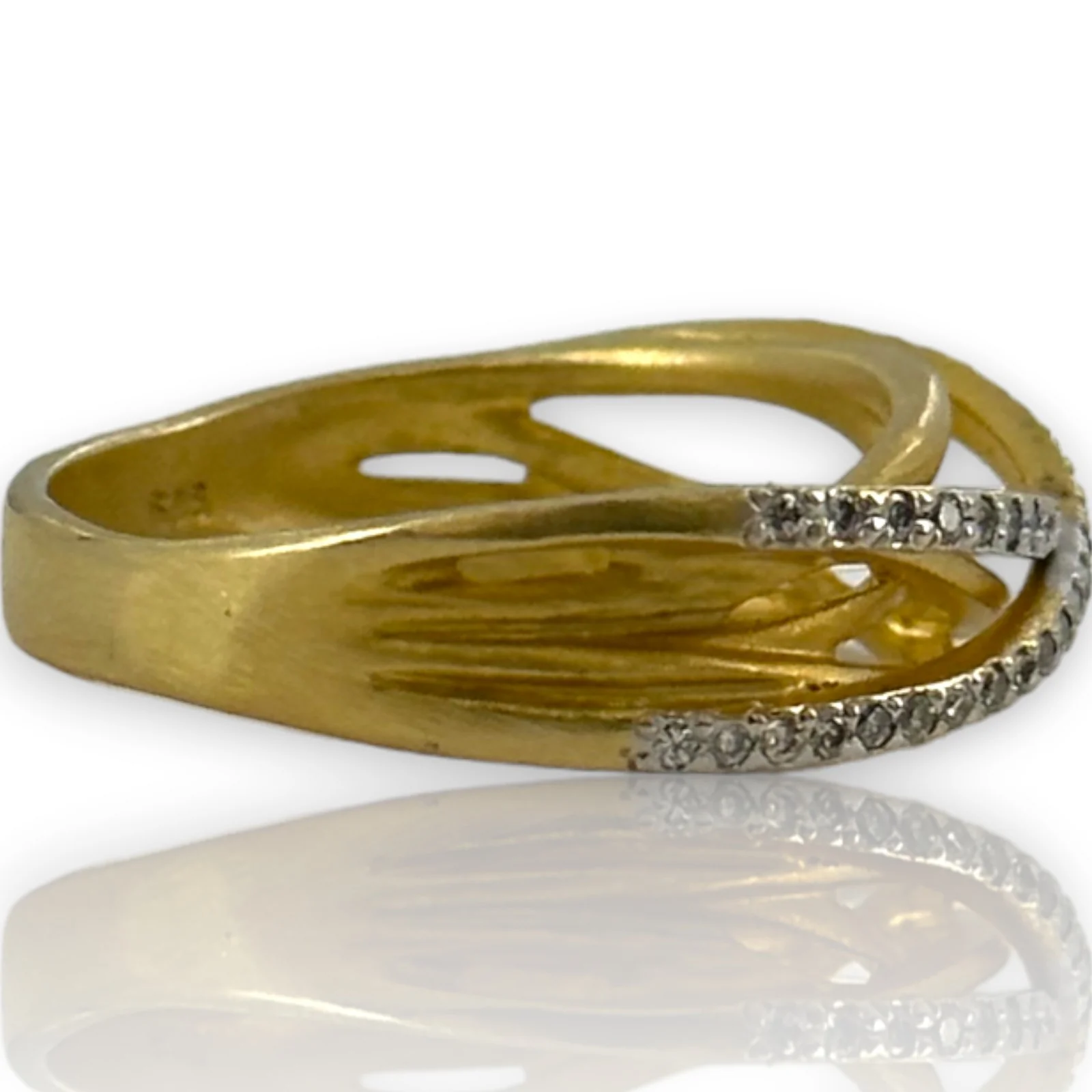 I. REISS Solid 14kt Yellow Gold Gallery Matte-Finish Arch Tube Ring Size 7.5 - Image 4