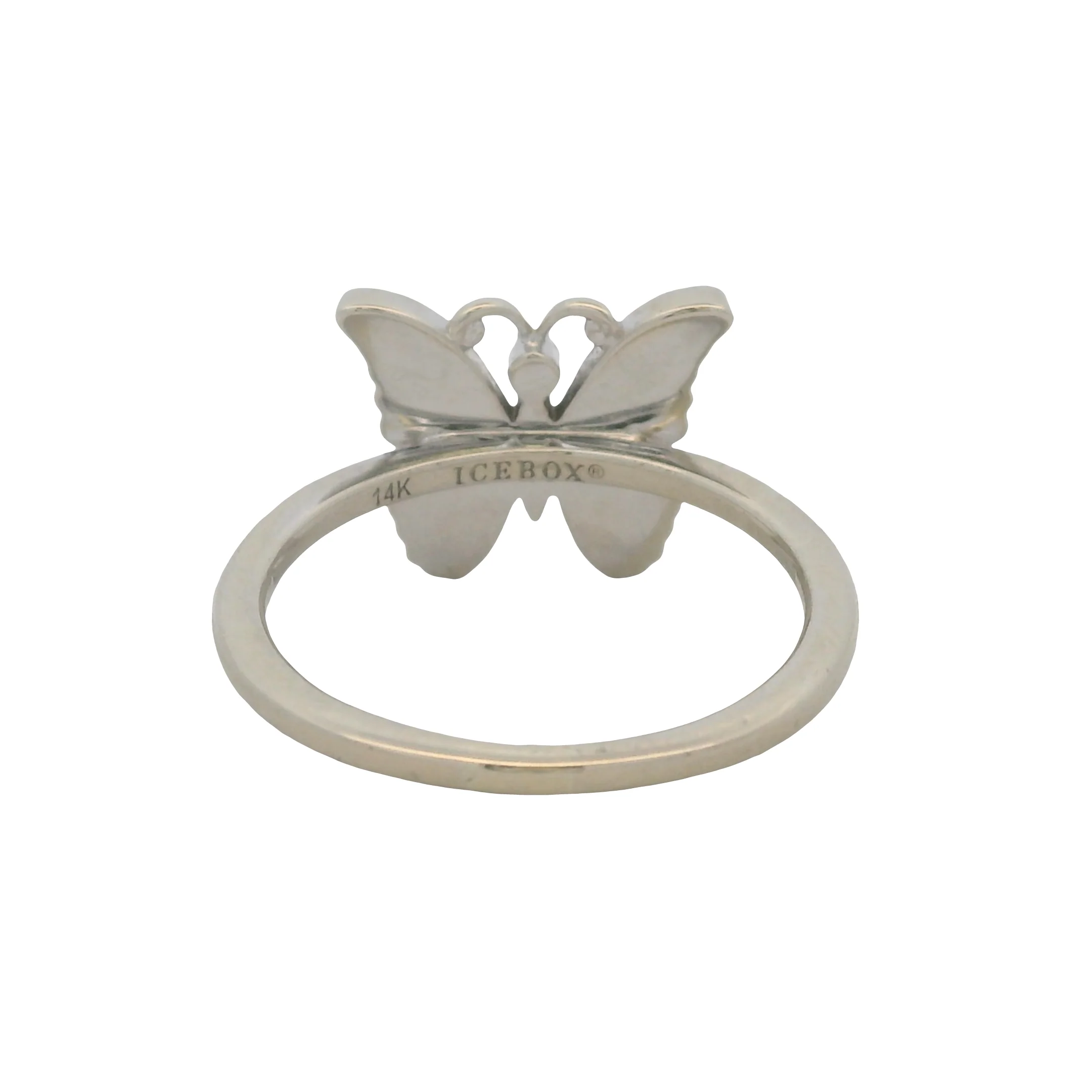 Icebox Solid 14kt White Gold and 0.40ctw Diamond Butterfly Ring Size 7 - Image 6
