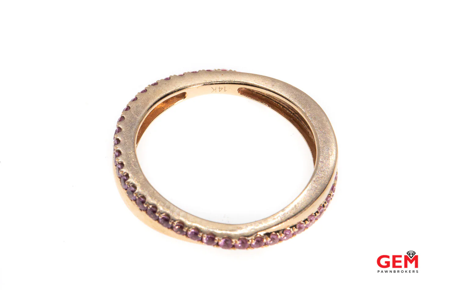 IDGC Pink Sapphire Gemstone Crossover Band Ring 14k 585 Rose Gold Size 8 - Image 3