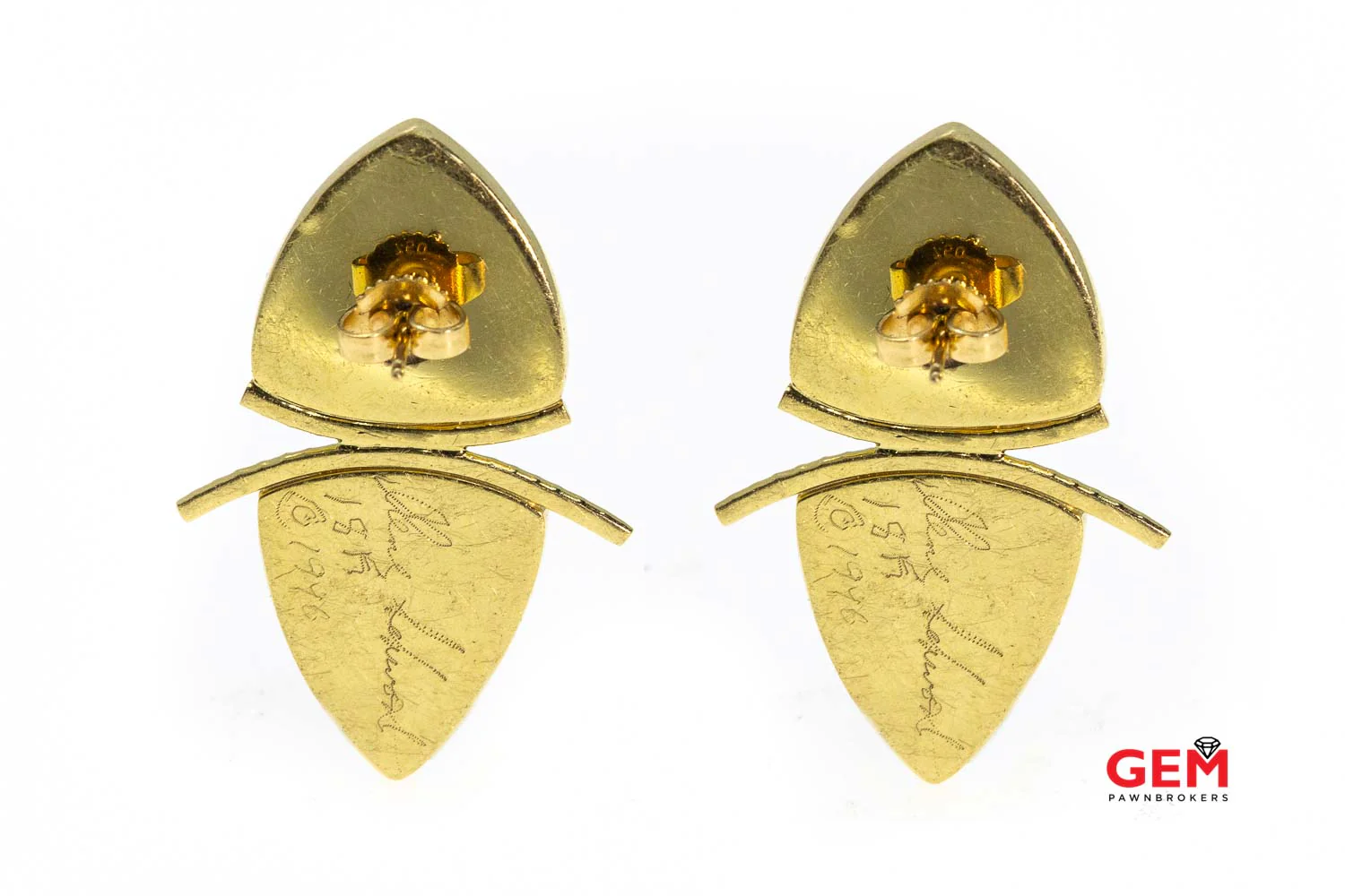 Ilene Schwartz Titanium Druzy Stone Large Stud Earrings 18k 750 Yellow Gold - Image 3