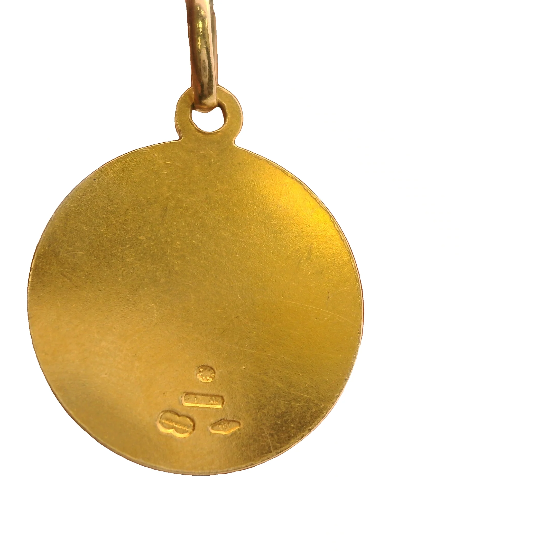 Italian 18kt Yellow Gold 16mm Circle Disc Saint Anthony Charm Pendant - Image 3
