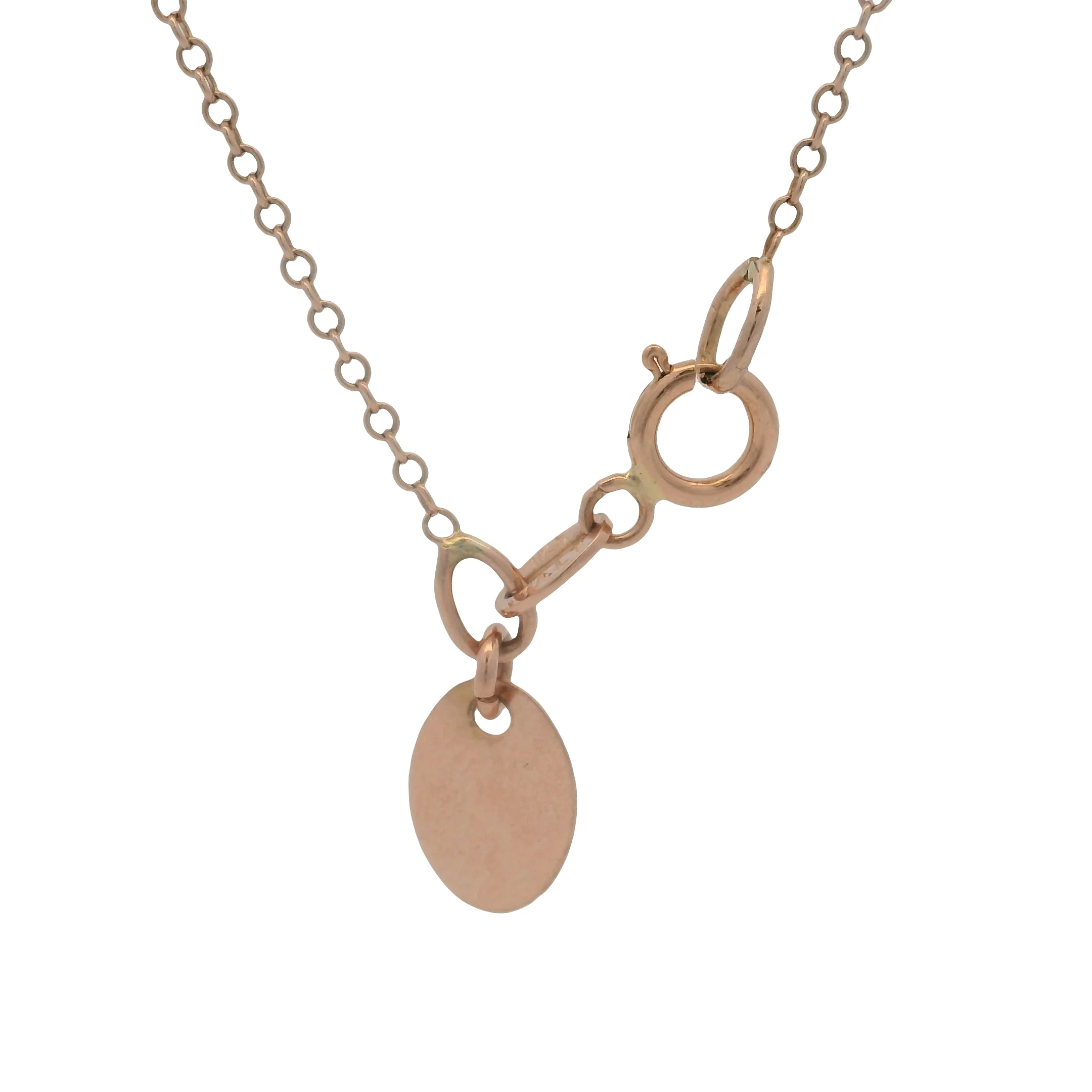 Italian Solid 14kt Rose Gold and CZ Sparkling Circle Pendant Cable Necklace 17.5" - Image 8
