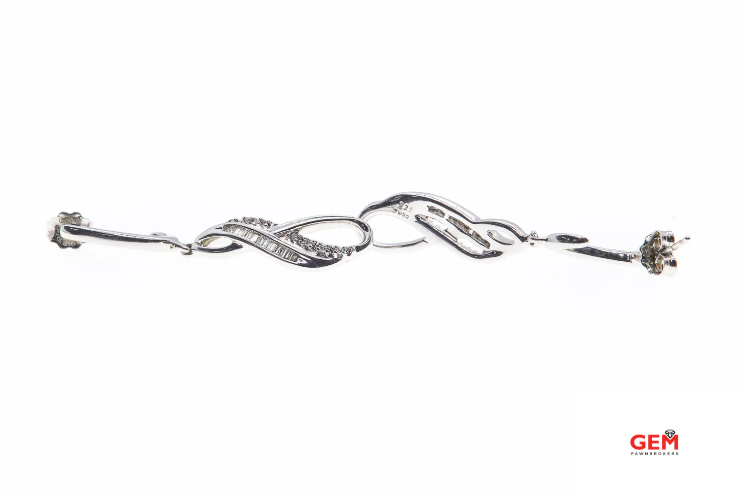 Jane Seymour Kay Diamond Pave Drop 925 Sterling Silver Pair Dangle Earrings - Image 2