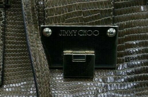 Jimmy Choo Cognac Lizard Embossed Leather Rosa Satchel Bag - Image 2