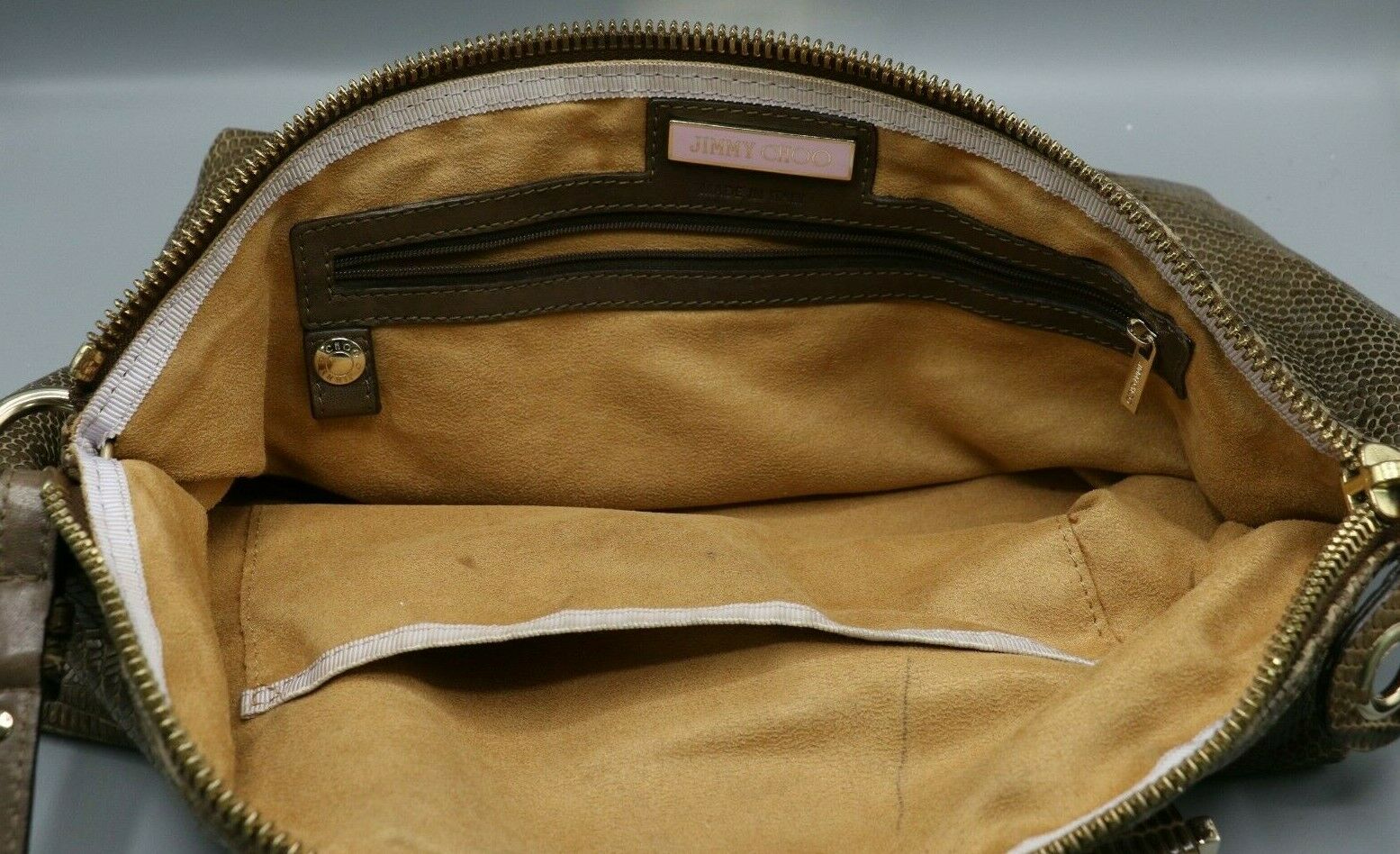 Jimmy Choo Cognac Lizard Embossed Leather Rosa Satchel Bag - Image 7