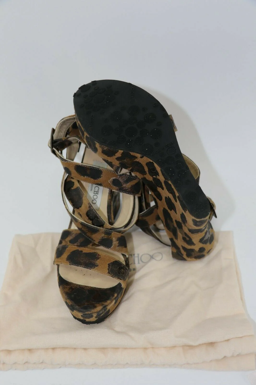 Jimmy Choo Leopard Print Wedge Sandals Size 38/9 - Image 2