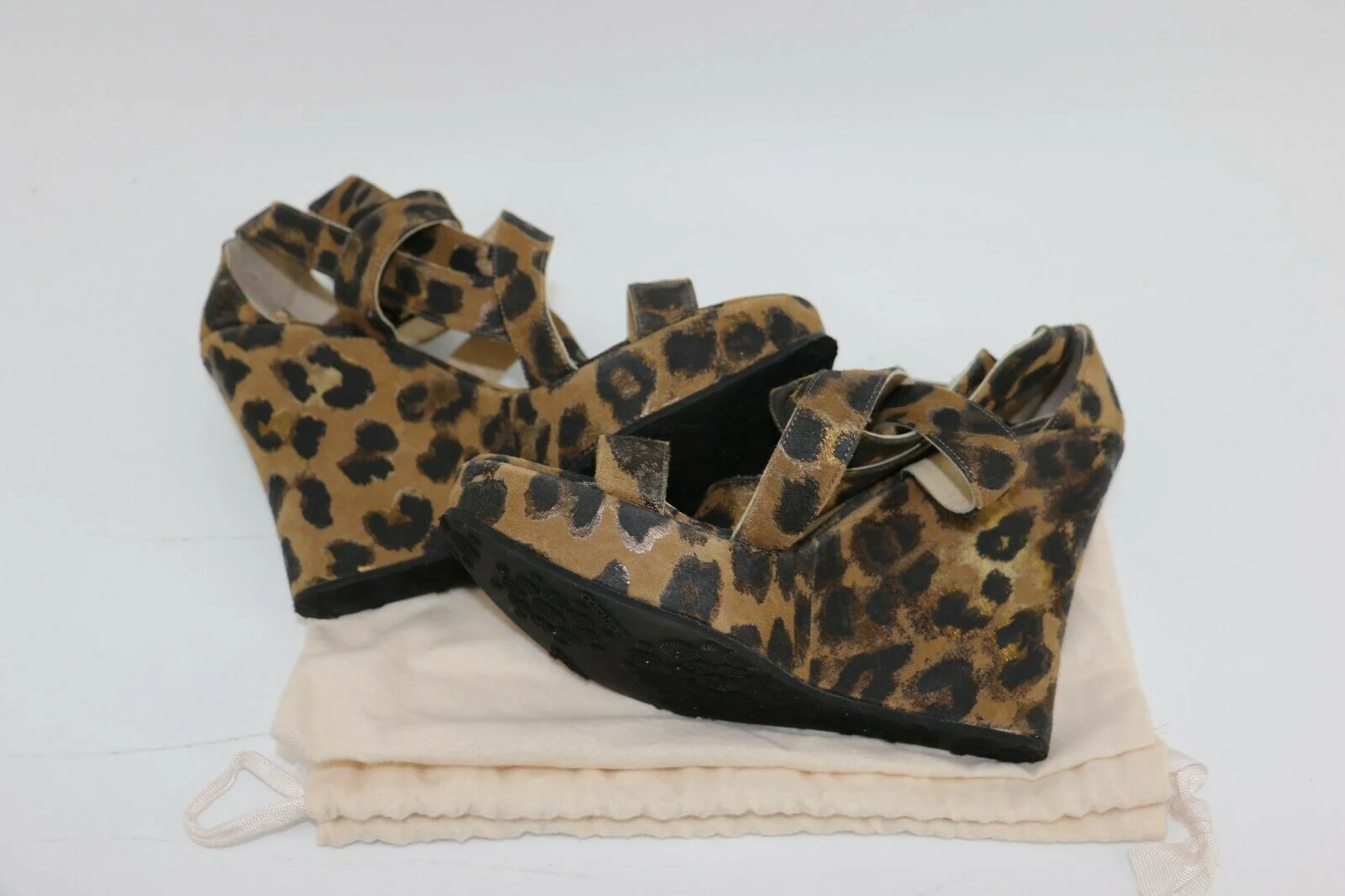 Jimmy Choo Leopard Print Wedge Sandals Size 38/9 - Image 5
