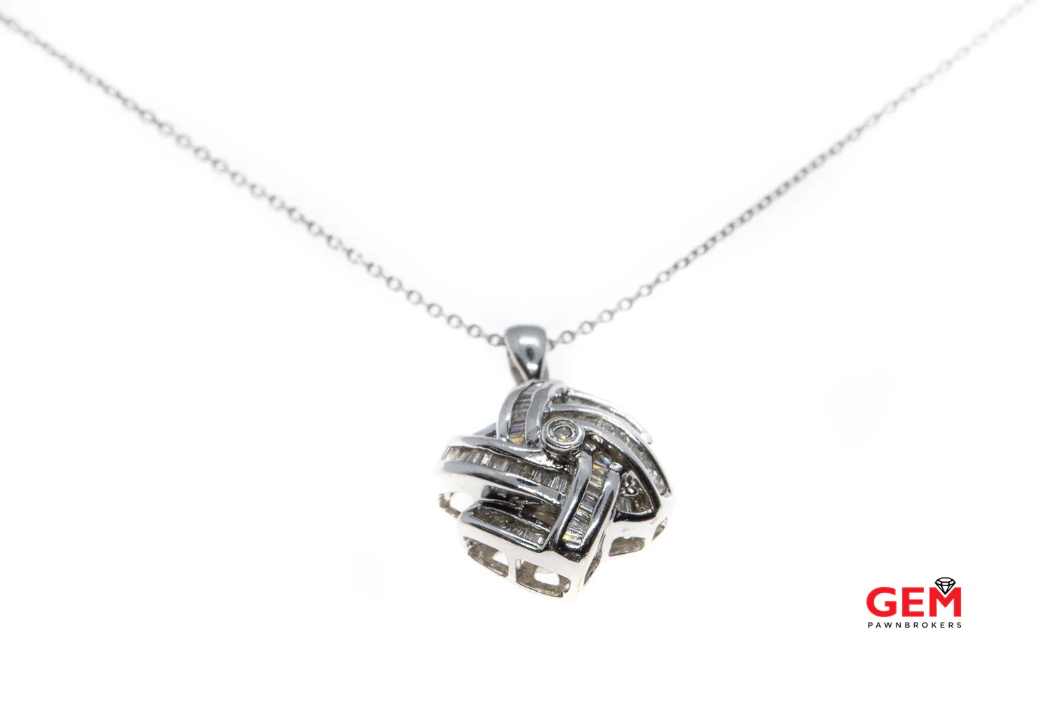 Joe Rodeo Knot Star Diamond Cluster Pendant 14K 585 White Gold 18.75" Necklace - Image 4