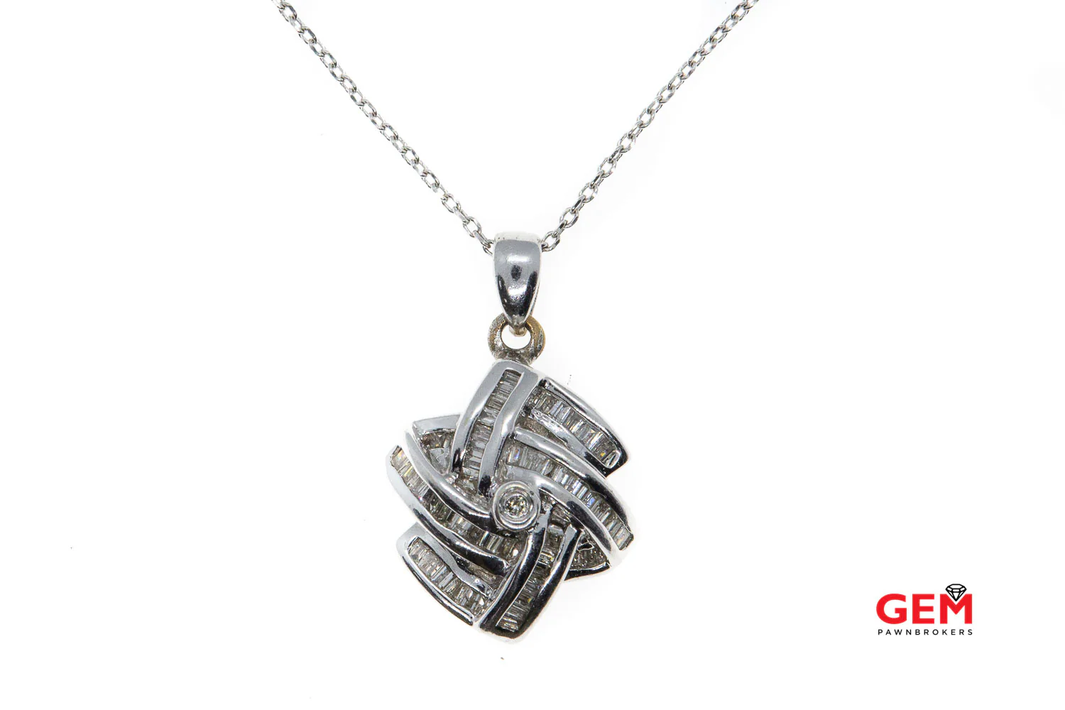 Joe Rodeo Knot Star Diamond Cluster Pendant 14K 585 White Gold 18.75" Necklace - Image 5