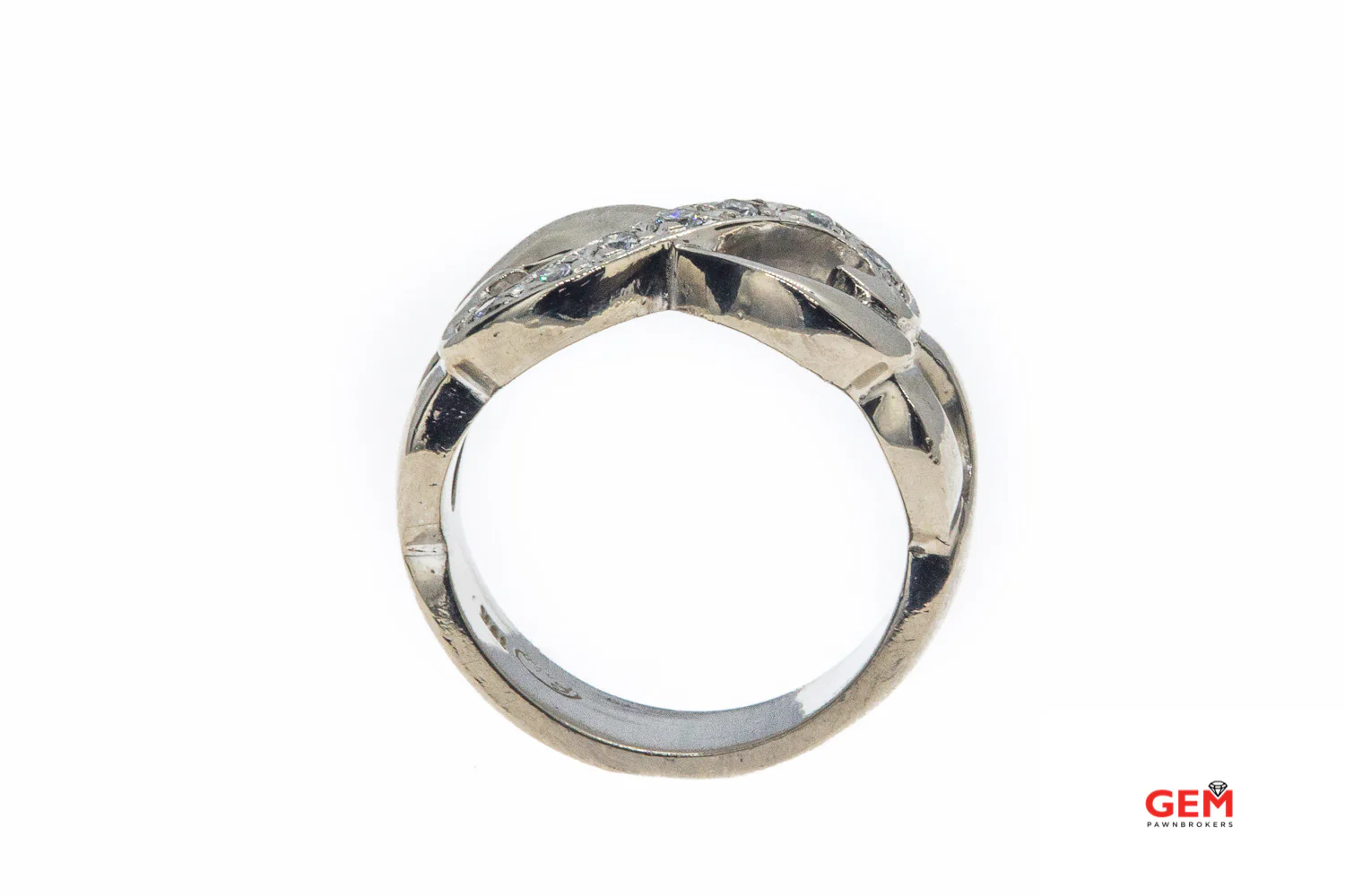 Joseph Esposito Diamond Pave Open Hearts Band 18K 750 White Gold Ring Size 7 3/4 - Image 4