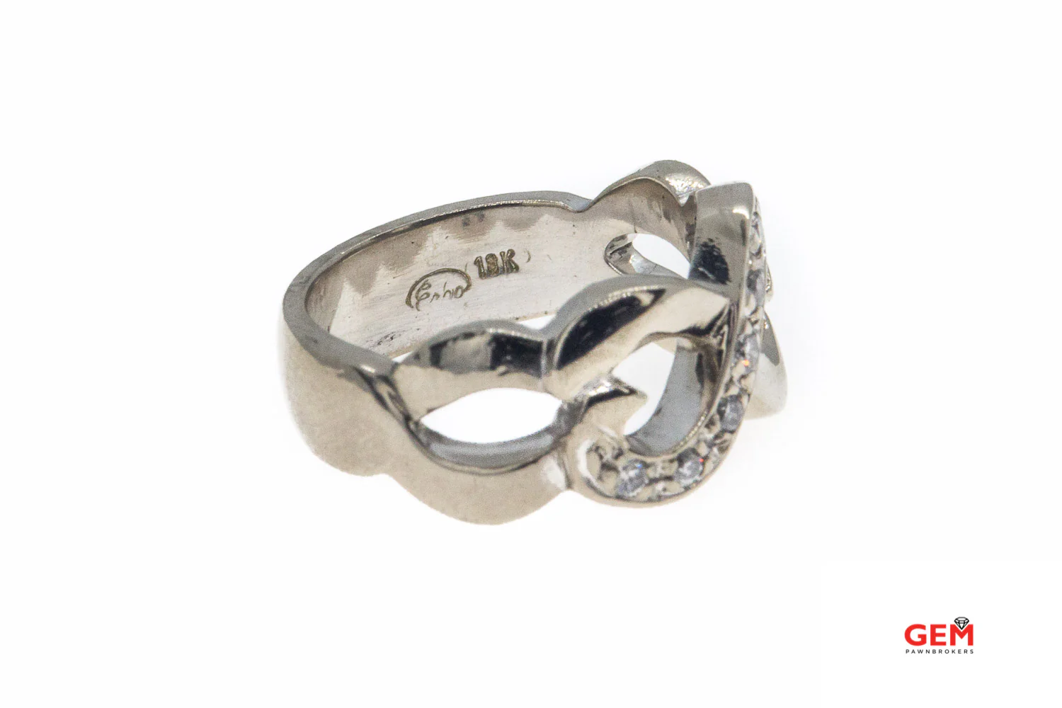 Joseph Esposito Diamond Pave Open Hearts Band 18K 750 White Gold Ring Size 7 3/4 - Image 5