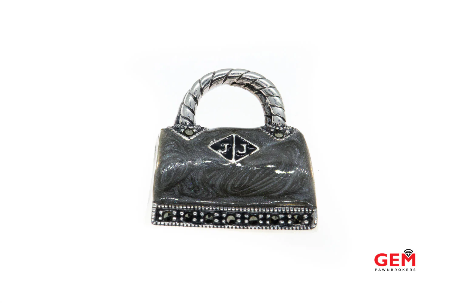 Judith Jack Sterling Silver 925 Marcasite Handbag Brooch Lapel Pin Purse - Image 4