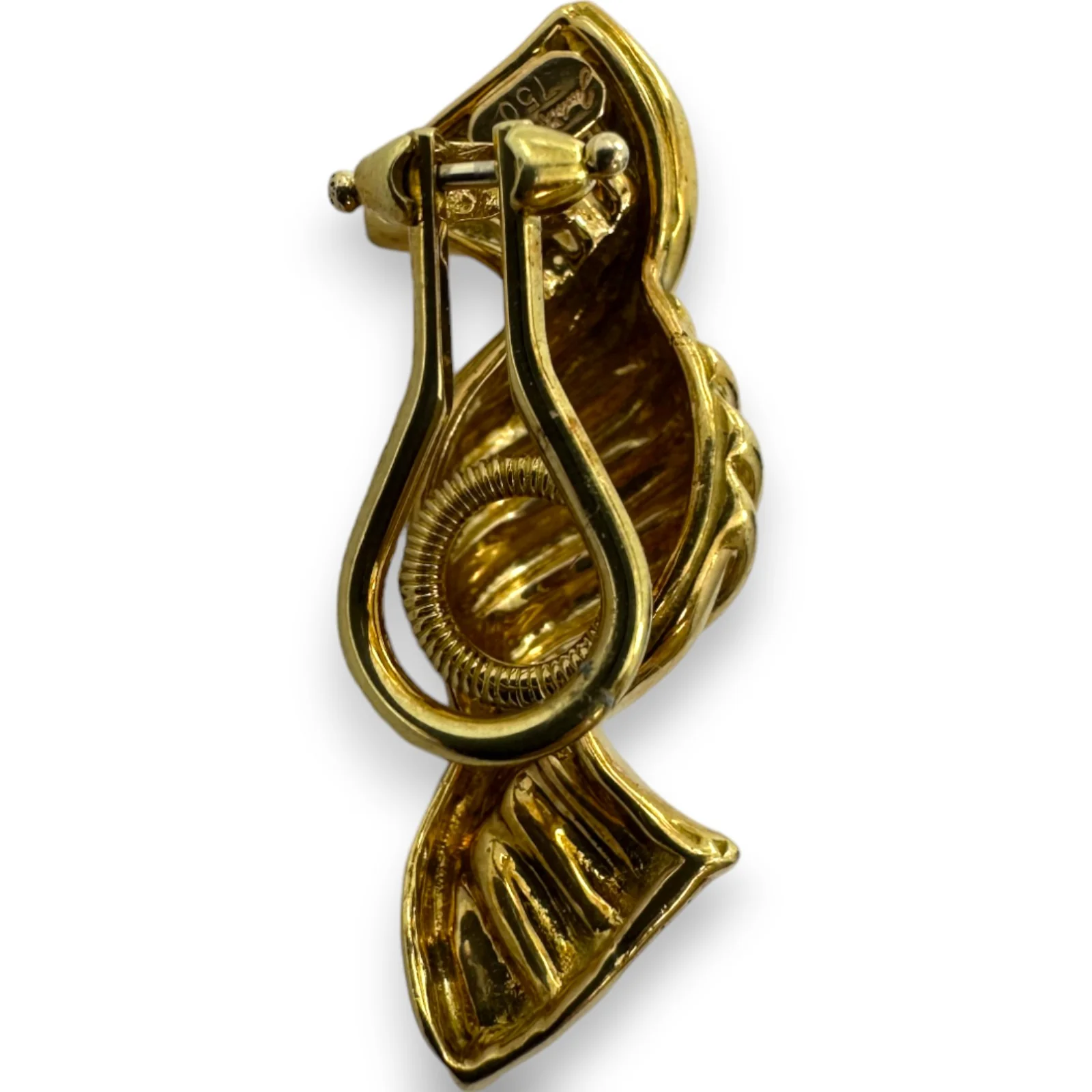Judith Leiber Solid 18k Yellow Gold Swirl Candy Single Earring French Clip-On - Image 3