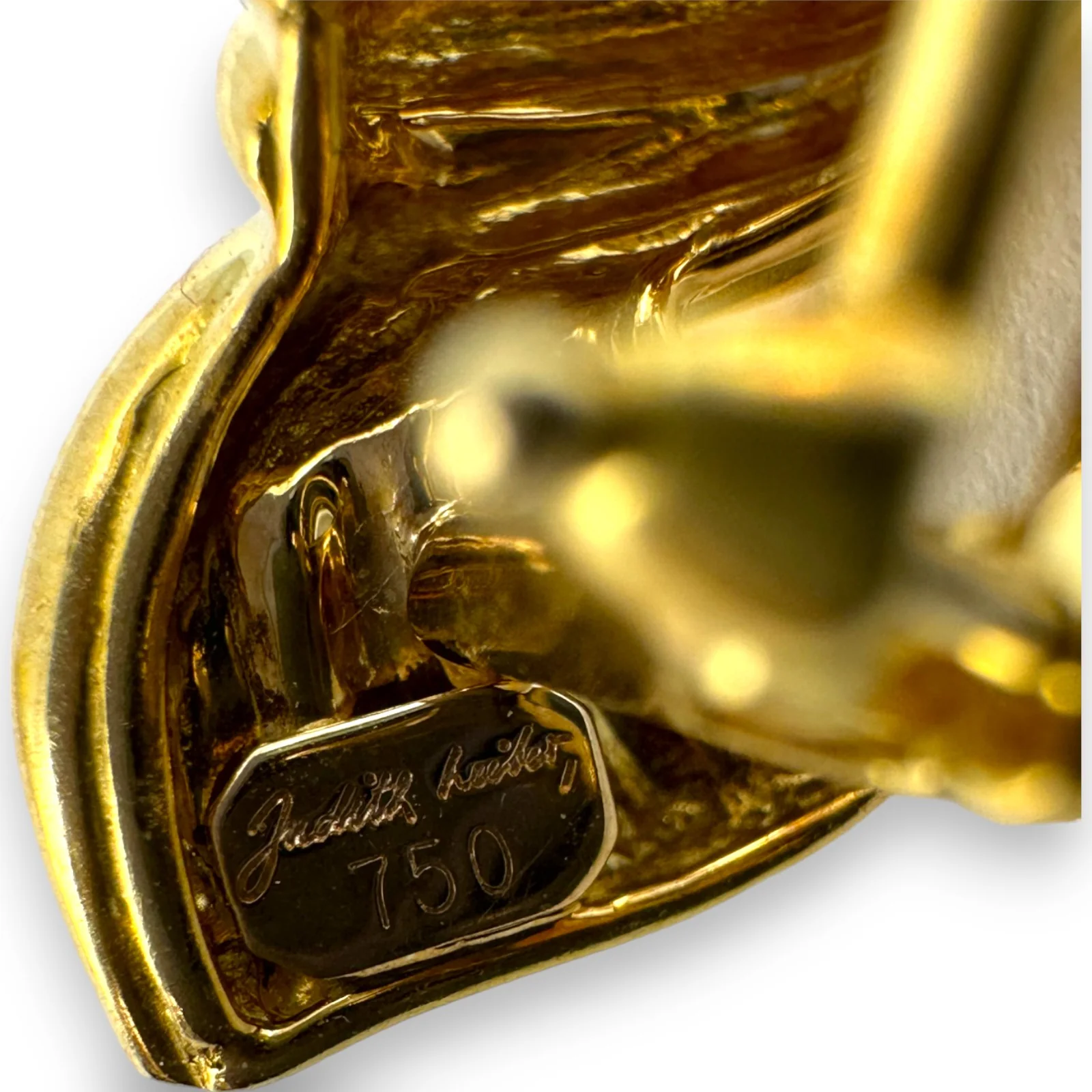 Judith Leiber Solid 18k Yellow Gold Swirl Candy Single Earring French Clip-On - Image 4