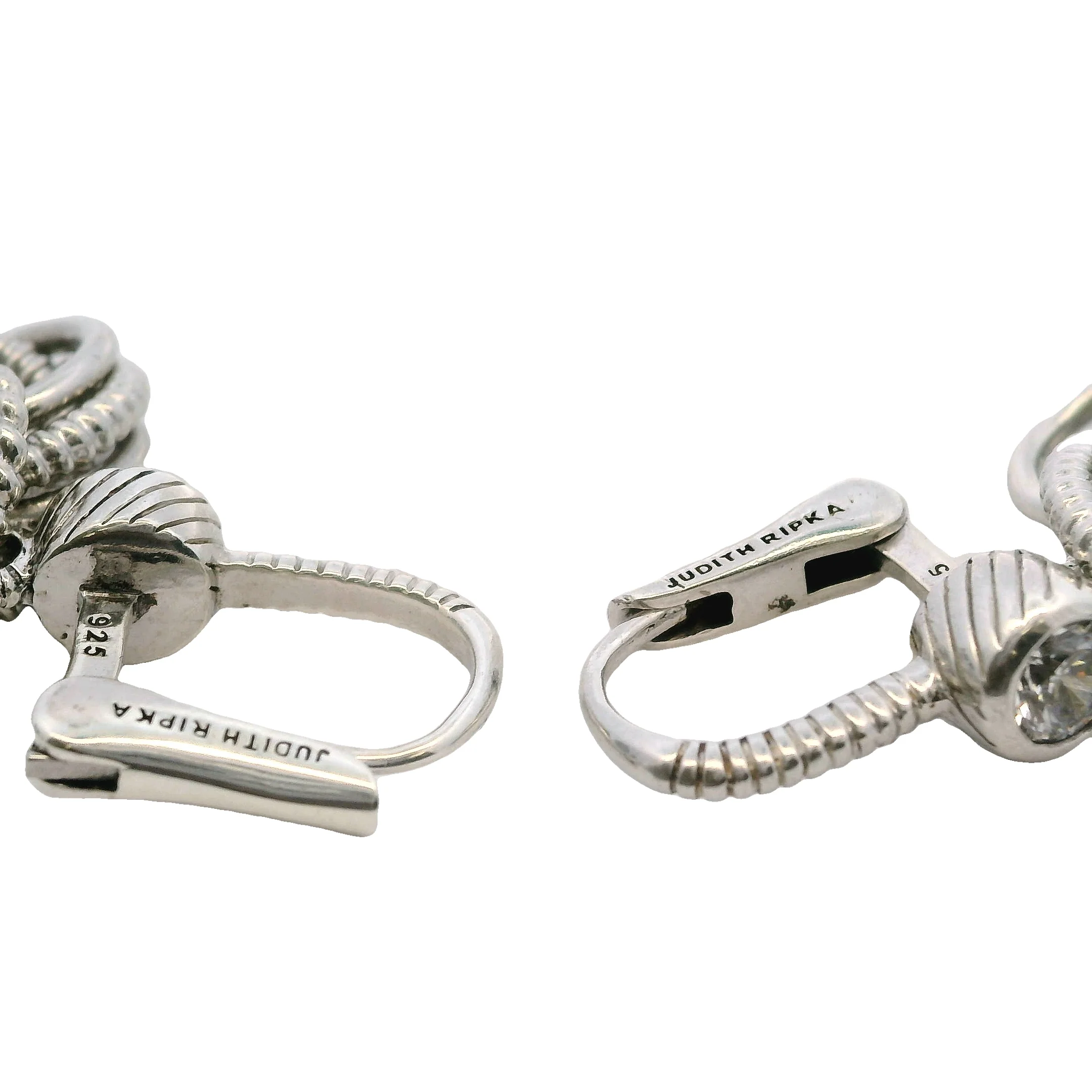 Judith Ripka 925 Sterling Silver and CZ Triple Circle Lever Back Drop/Dangle Earrings - Image 4