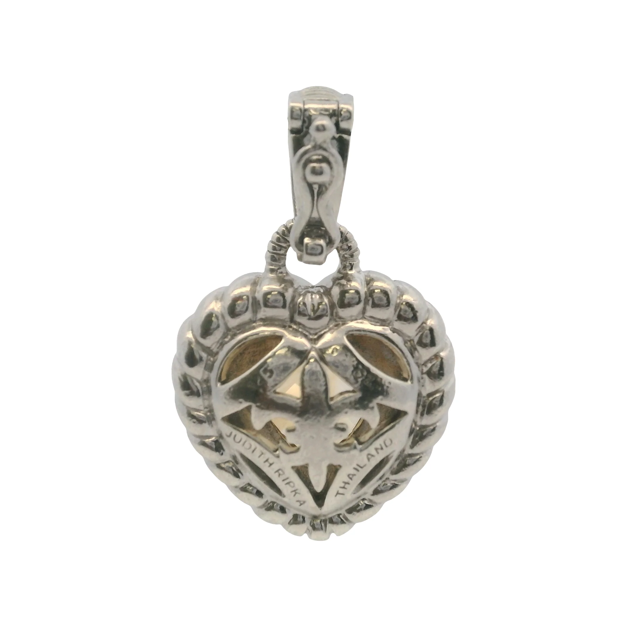 Judith Ripka 925 Sterling Silver Citrine and Diamonique CZ Heart Enhancer Pendant - Image 4