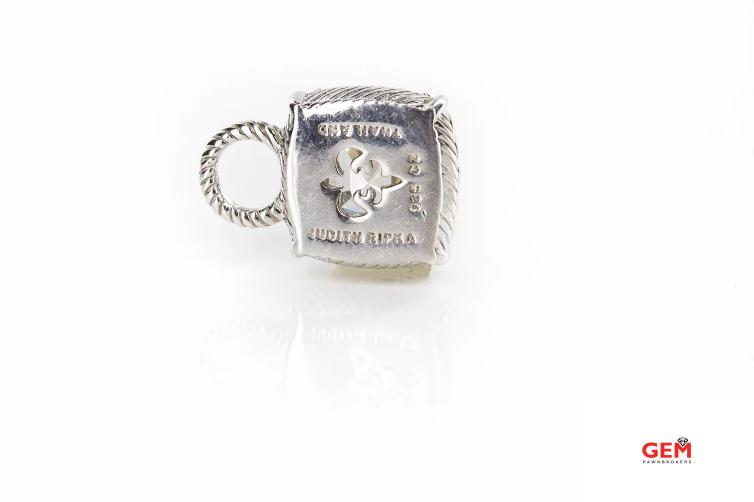 Judith Ripka Square Cable Cubic Zirconia Charm 925 Sterling Silver Pendant (2) - Image 3