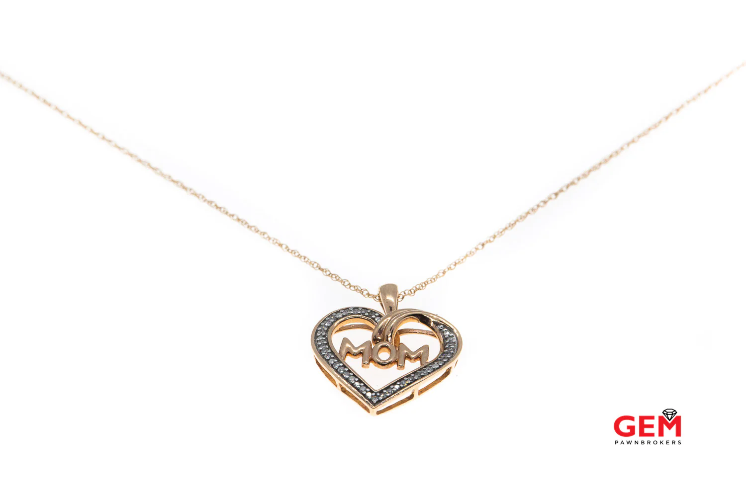 JWBR Kay Jewelers Love Mom Diamond Heart 10K 417 Rose Gold 18" Necklace - Image 3