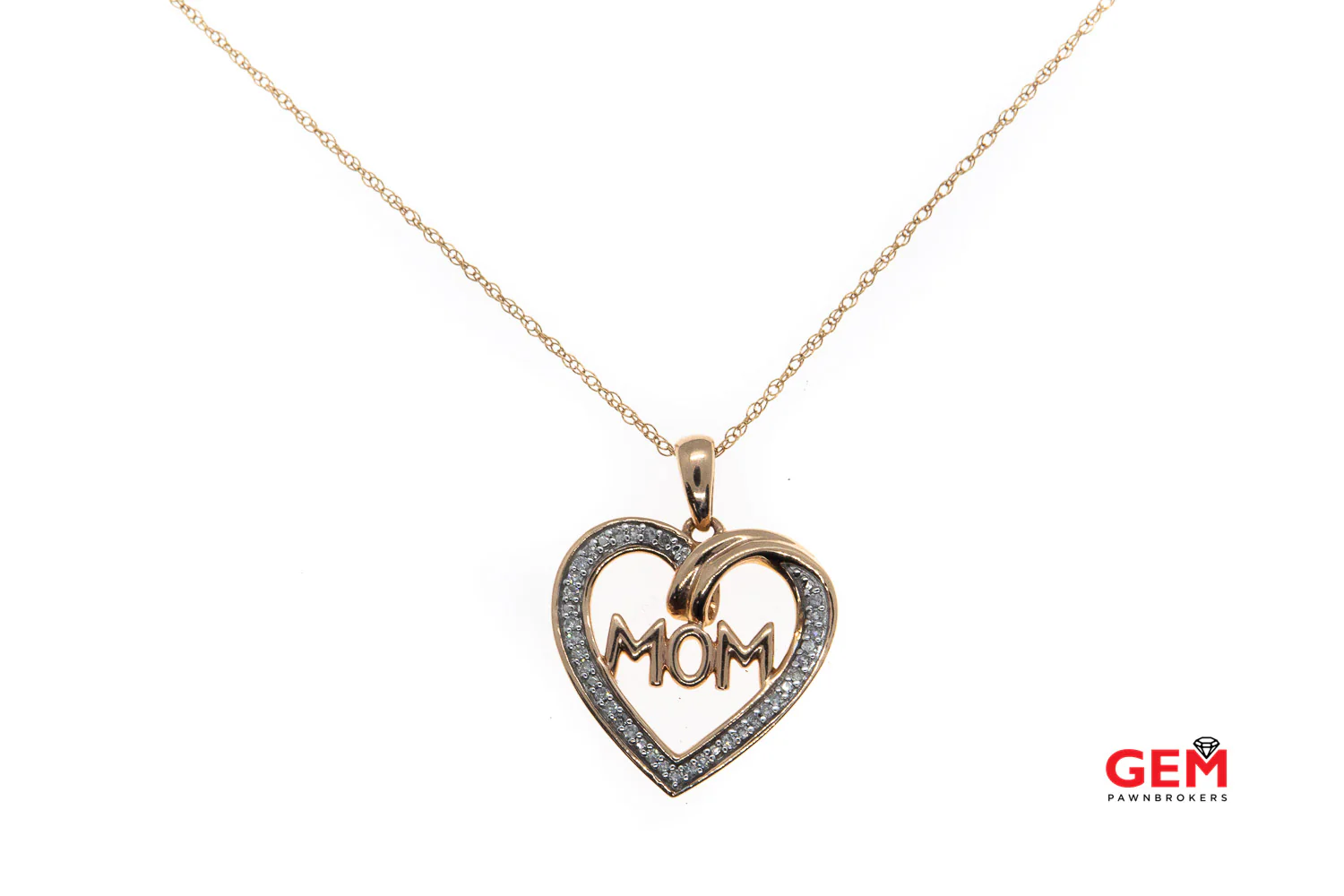 JWBR Kay Jewelers Love Mom Diamond Heart 10K 417 Rose Gold 18" Necklace - Image 4