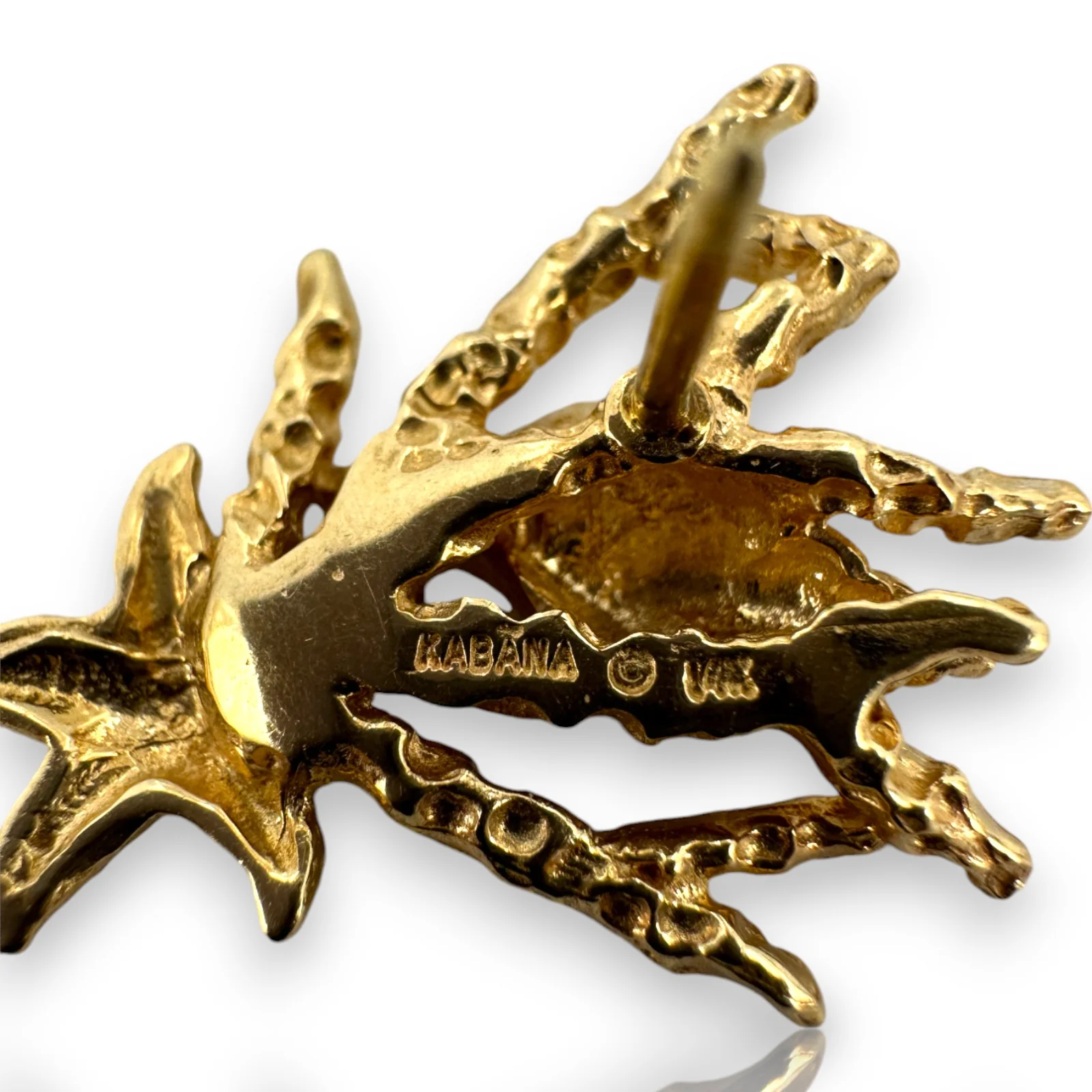 KABANA Solid 14kt Yellow Gold Shell, Starfish, and Coral Ocean Stud Earrings - Image 3