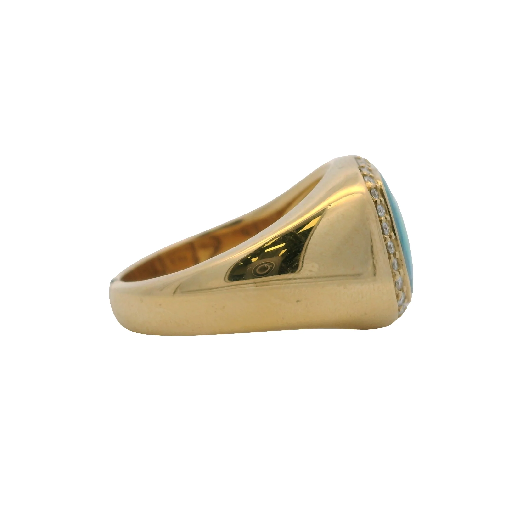 Kabana Solid 18kt 750 Yellow Gold Opal and Diamond Halo Statement Ring Size 11 - Image 3