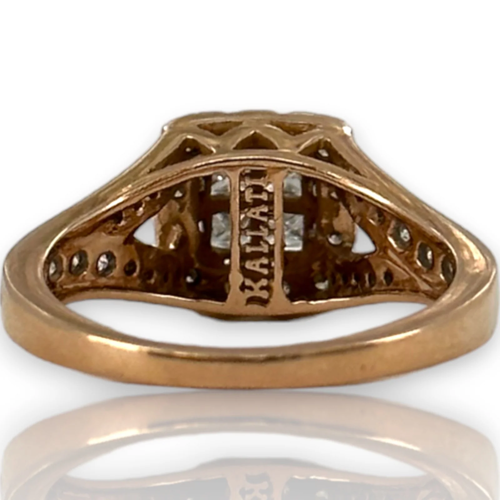 KALLATI Jewelry Solid 14kt Rose Gold Princess Cut Diamond Cluster Ring with Round Cut Diamond Halo Wedding Engagement Size 6.5 - Image 5