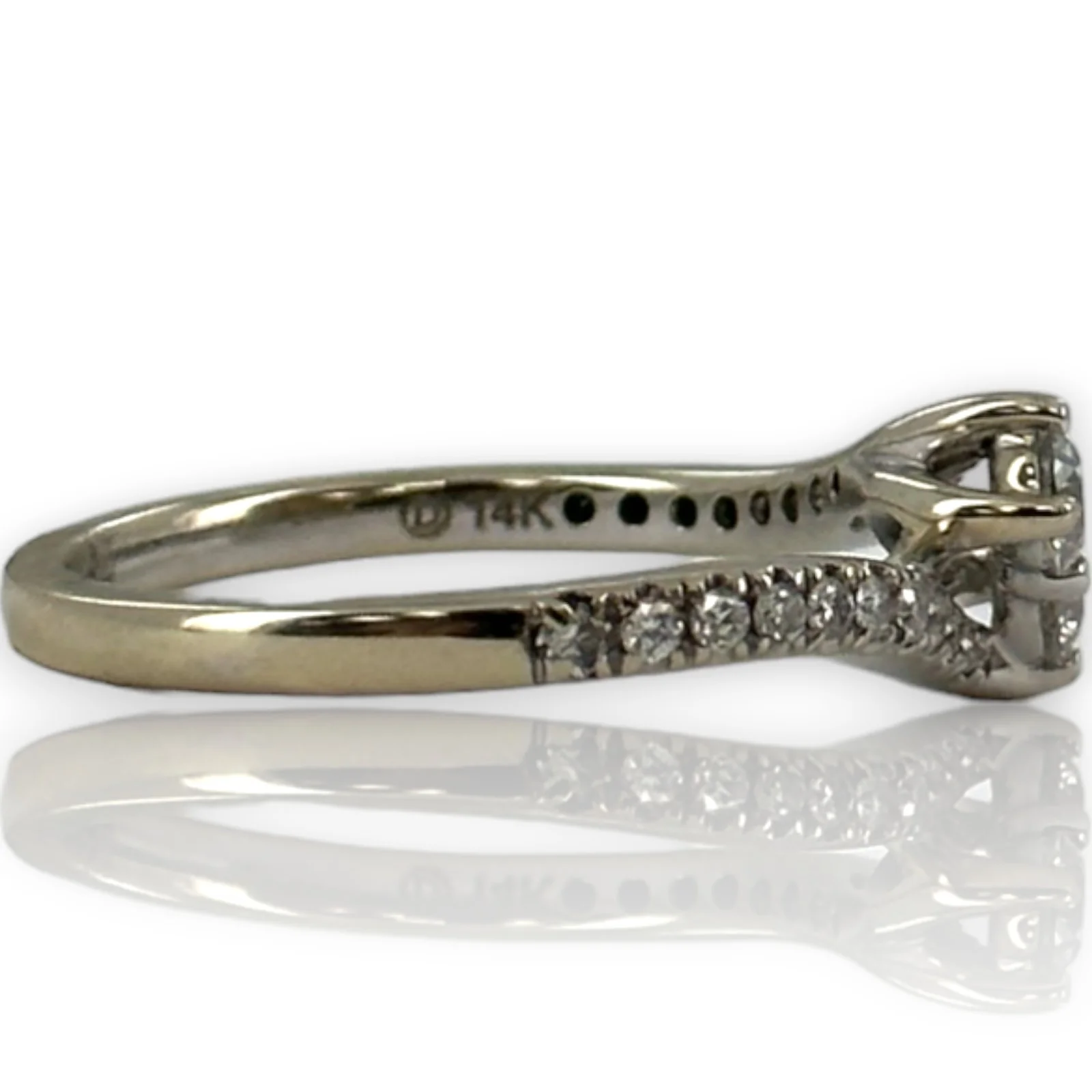 Kay Ever Us Collection 14kt White Gold Toi et Moi Ring With Half Eternity Diamond Band Size 6.75 - Image 3