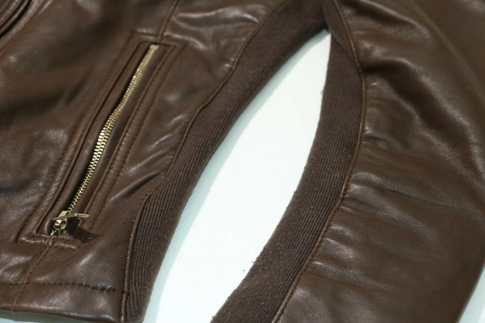 Kenneth Cole: Brown 100% Leather & Spandex Jacket - RN54163 - Image 3