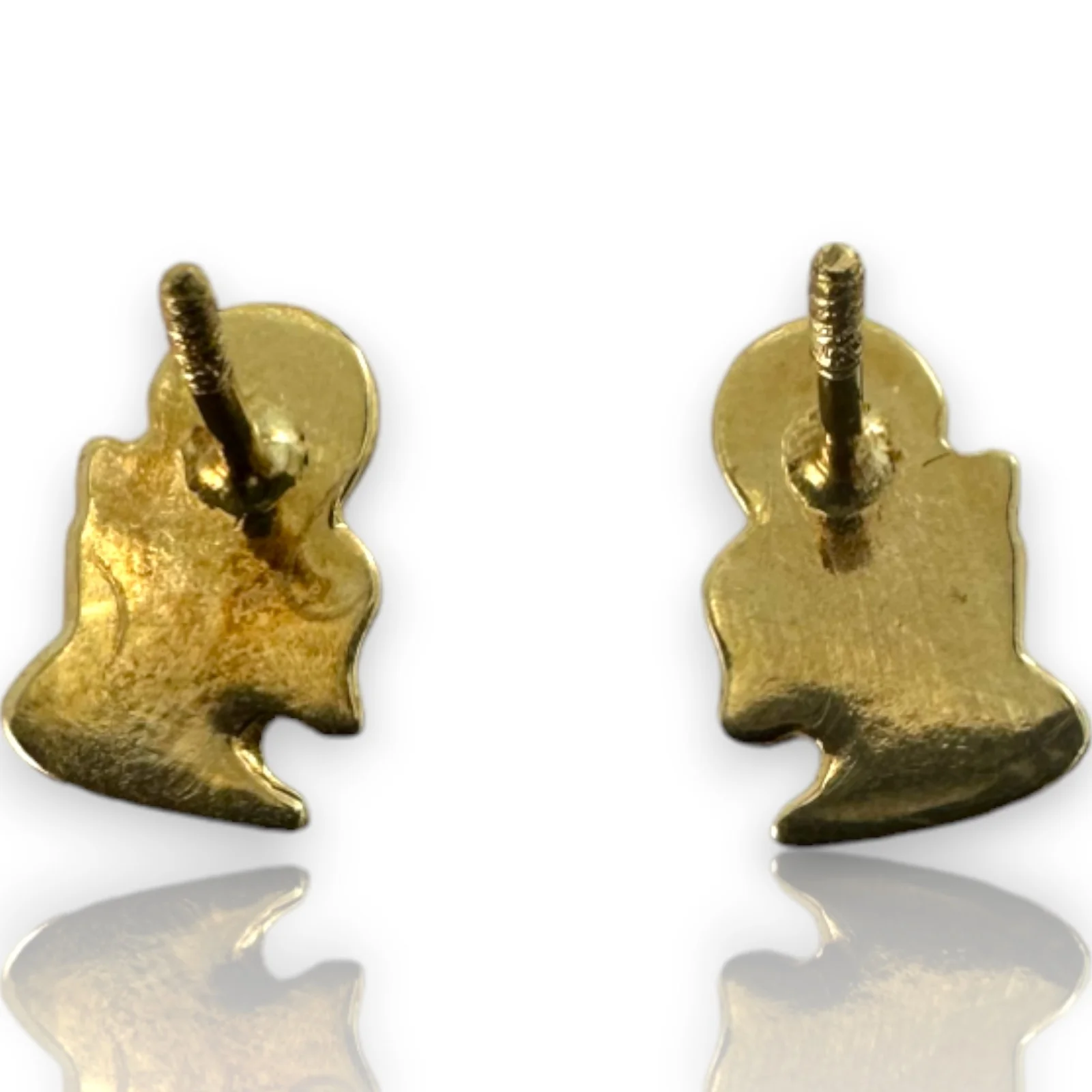 Kids 10k Solid Yellow Gold Kneeling Angel Cherub Praying Screw-Back Stud Earrings with 18k Gold Earring Backs - Image 3