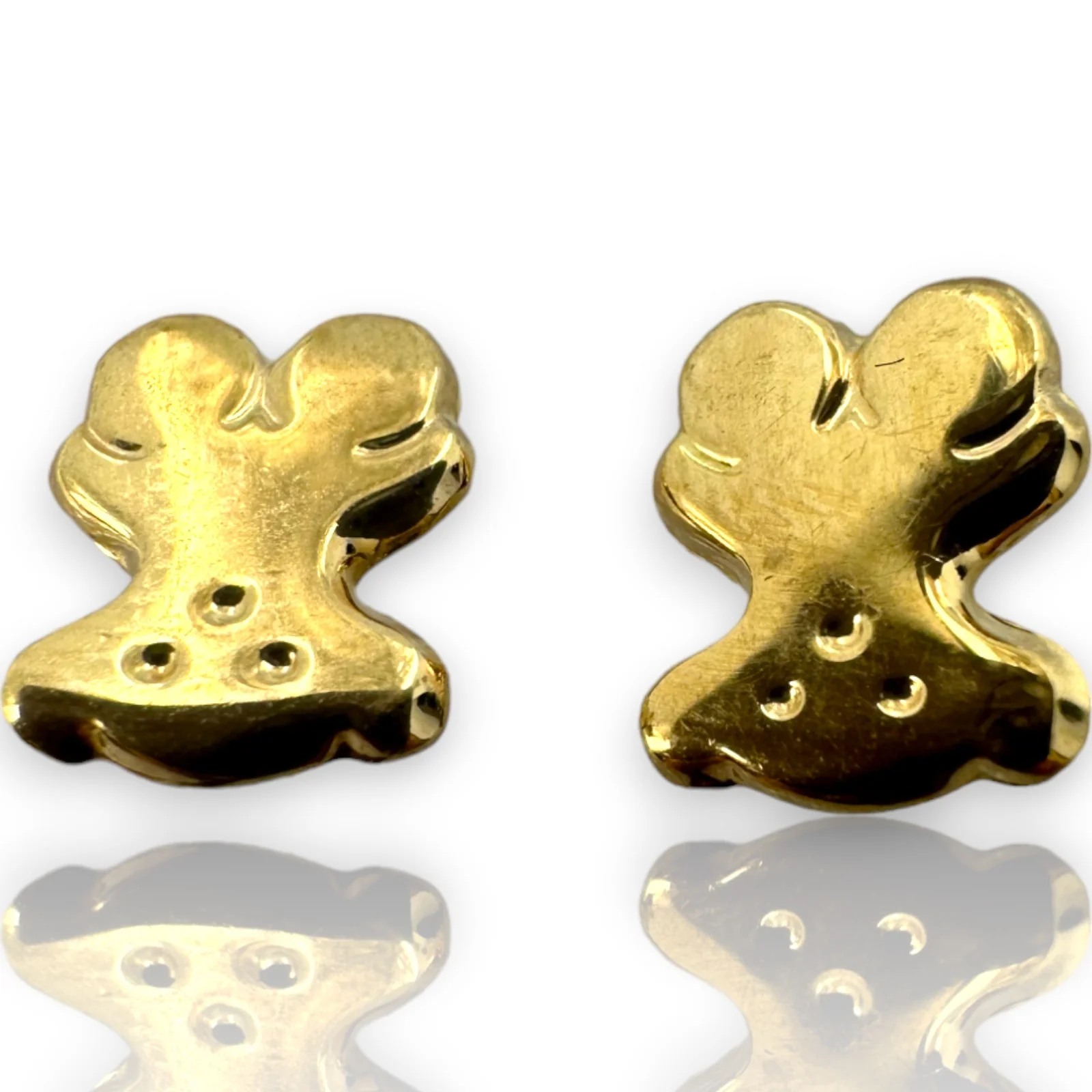 Kids 10k Solid Yellow Gold Teddy Bear Screw-Back Dainty Small Stud Earrings with 18k Earring Backs (2) - Image 2