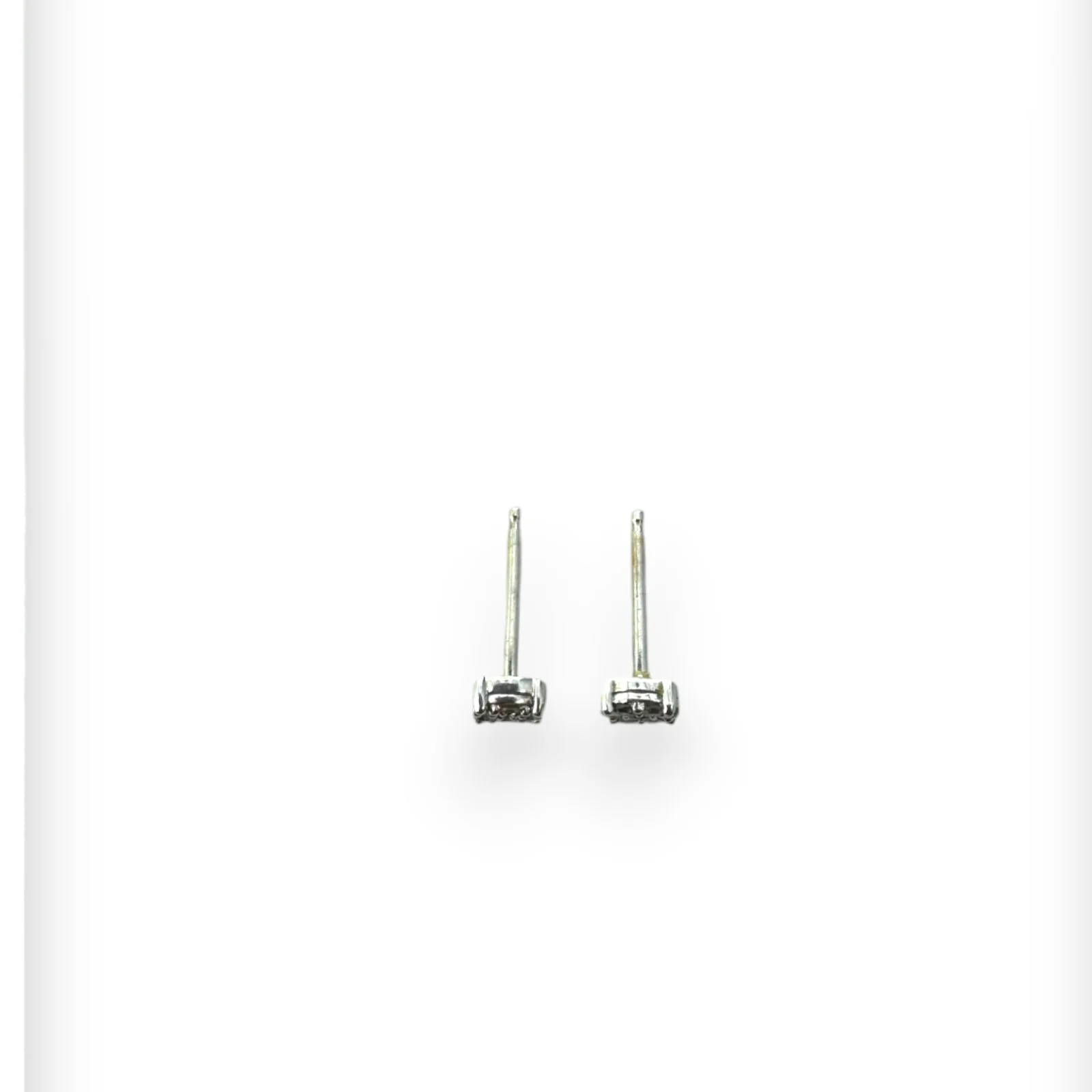 Kids 10kt Solid White Gold Diamond Small Everyday Stud Earrings - Image 4