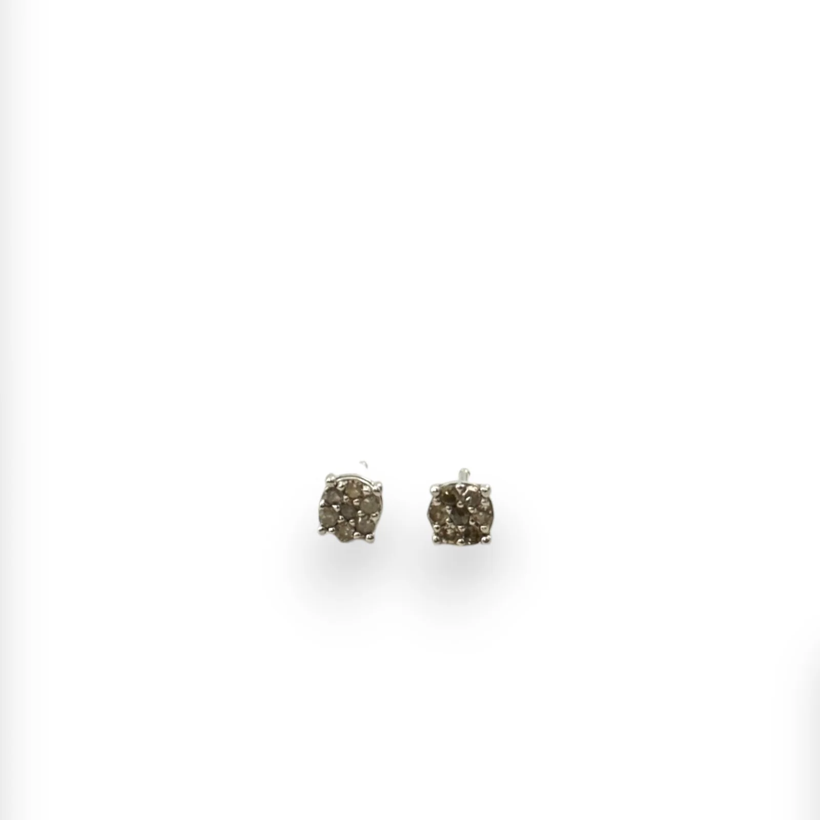 Kids 10kt Solid White Gold Diamond Small Everyday Stud Earrings - Image 5
