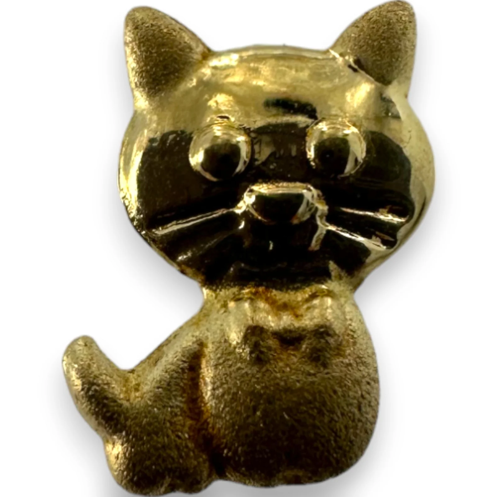 Kids 10kt Solid Yellow Gold Cute Cartoon Cat Kitten Screw-Back Stud Earrings with 18k Gold Earring Backs - Image 3