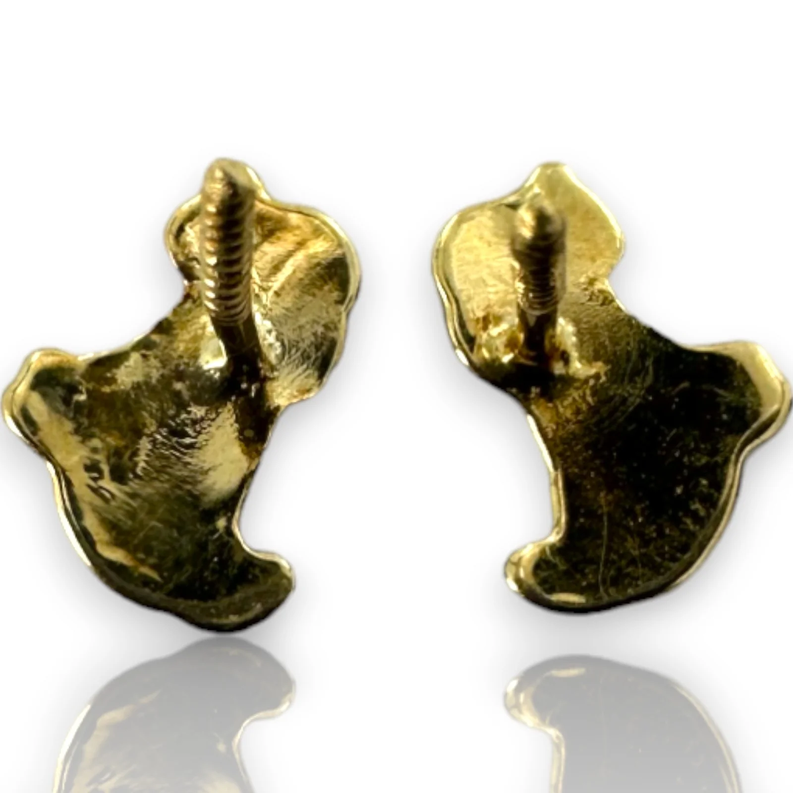 Kids 10kt Solid Yellow Gold Dog Puppy Stud Screw-Back Earrings with 18k Gold Earring-Backs - Image 3