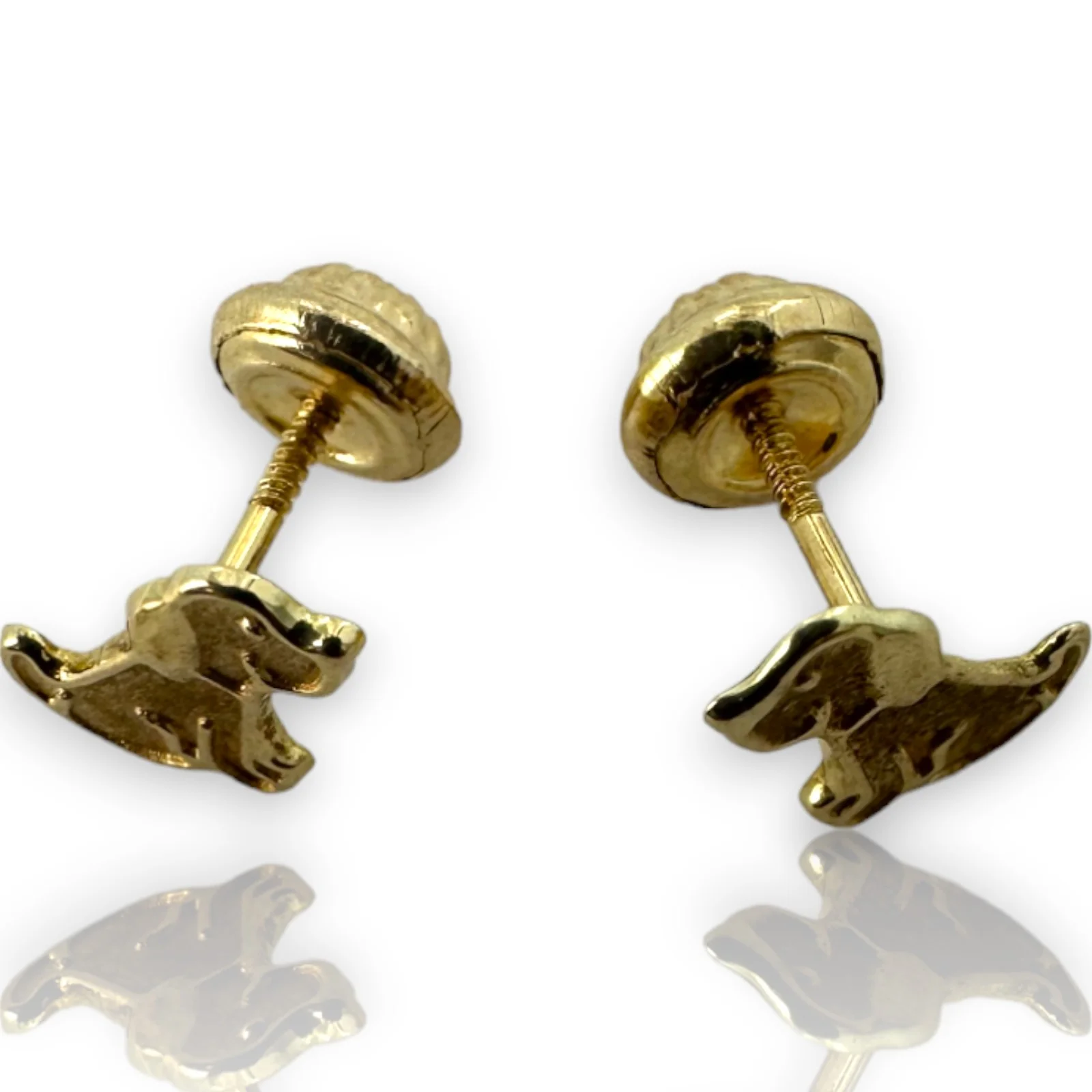 Kids 10kt Solid Yellow Gold Dog Puppy Stud Screw-Back Earrings with 18k Gold Earring-Backs - Image 4
