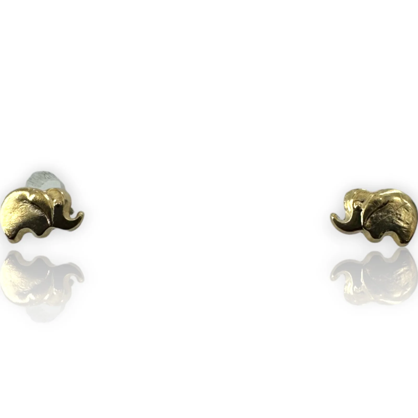 Kids 10kt Solid Yellow Gold Tiny Elephant Stud Screw-Back Earrings - Image 4