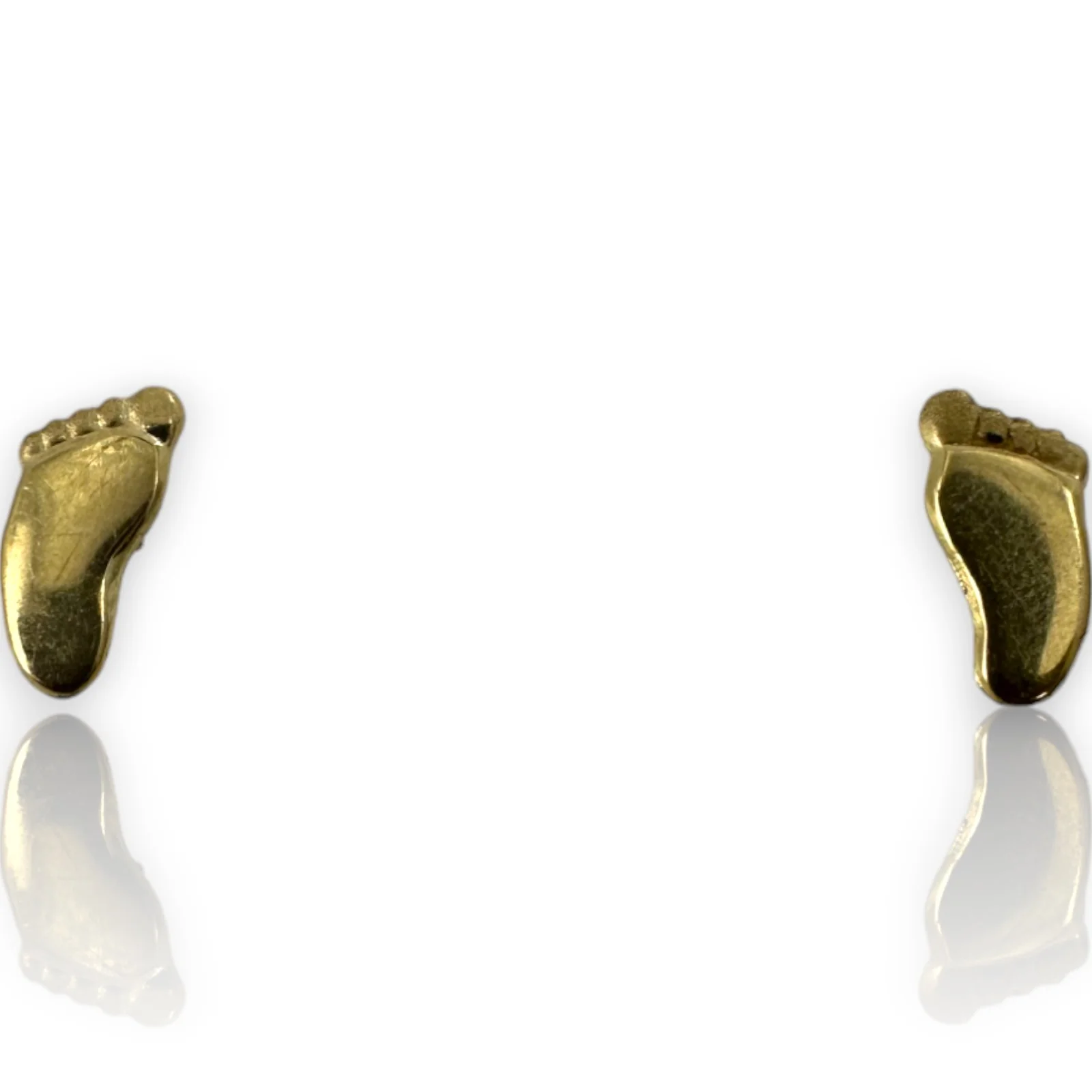 Kids Solid 10k Yellow Gold Screw-Back Stud Earrings Footprint Feet Motif with 18k Earring Backs - Image 3