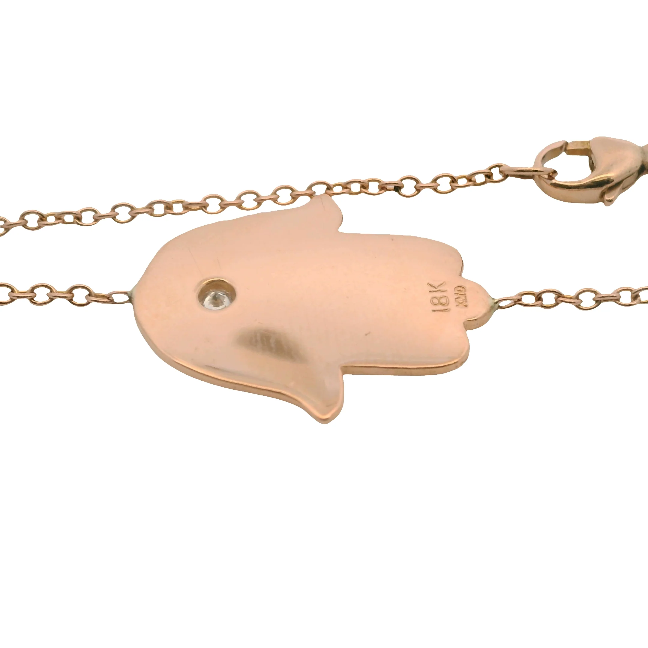 Kimberly McDonald Solid 18kt Rose Gold 6" Hamsa Hand Bracelet with Diamond - Image 4