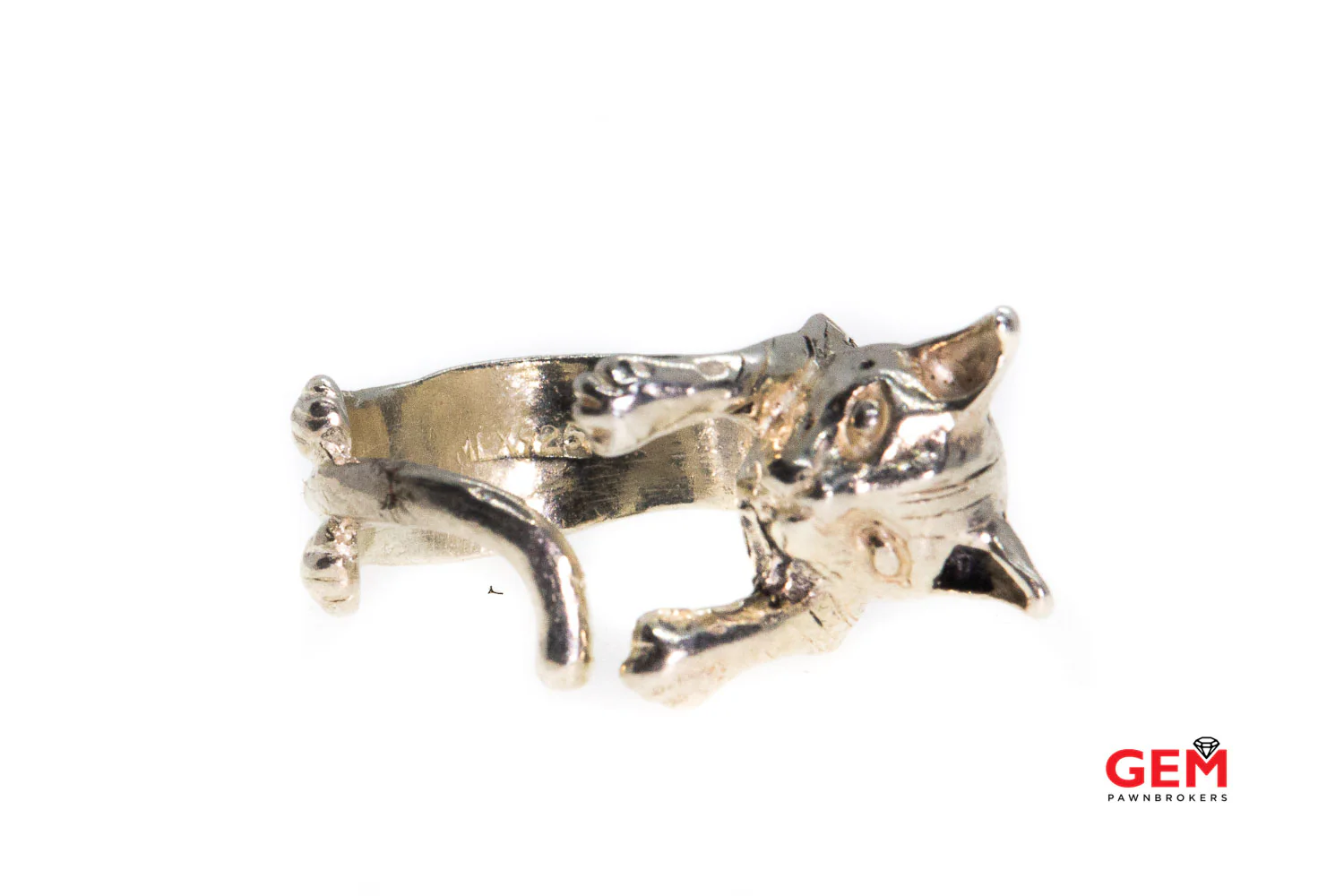 Kitty Cat Animal Pet Wrap Band Solid Sterling Silver 925 Animal Ring Size 7 - Image 6