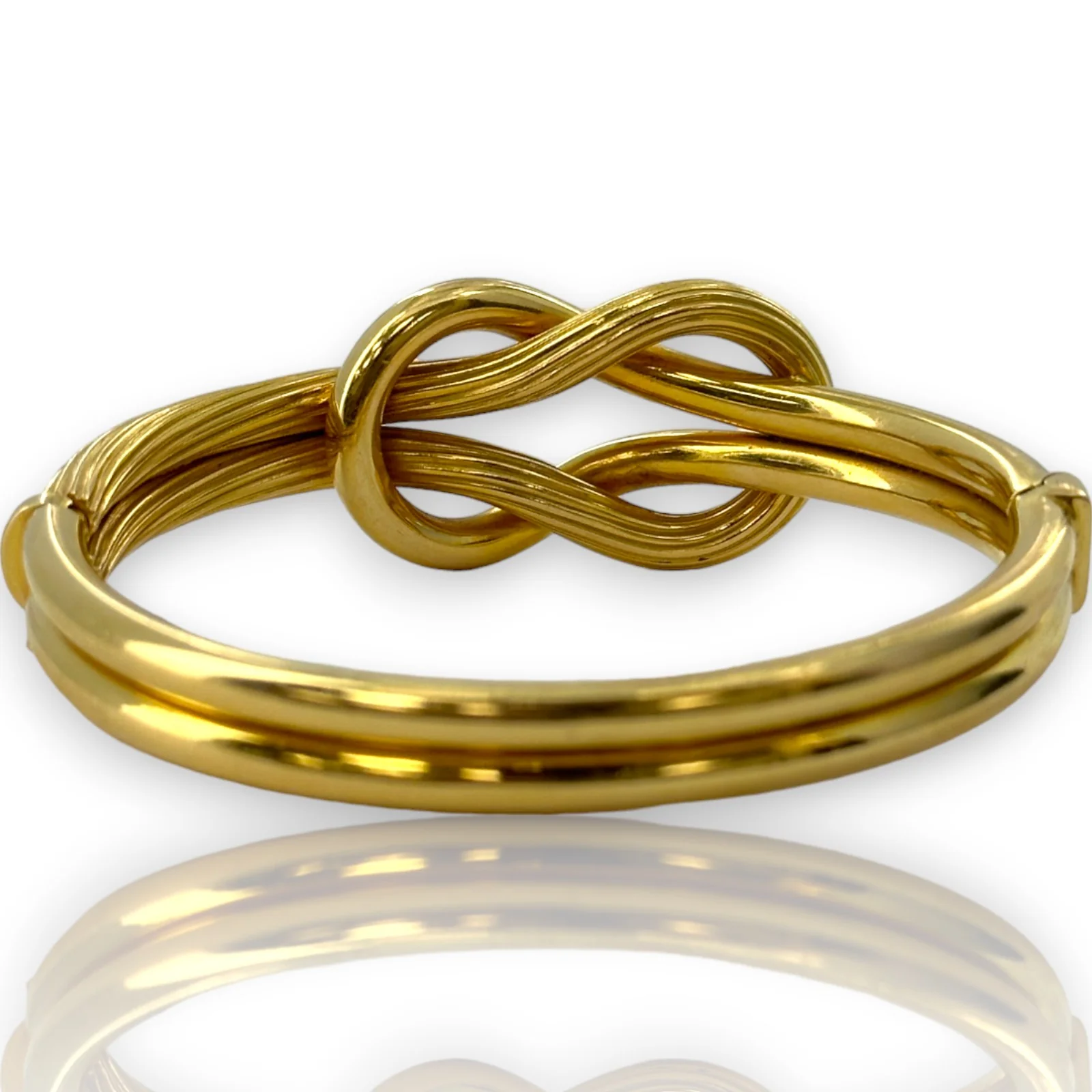 LaLaounis Hercules Knot Hinged Bangle Bracelet In 18K Yellow Gold Made in Greece - Image 3