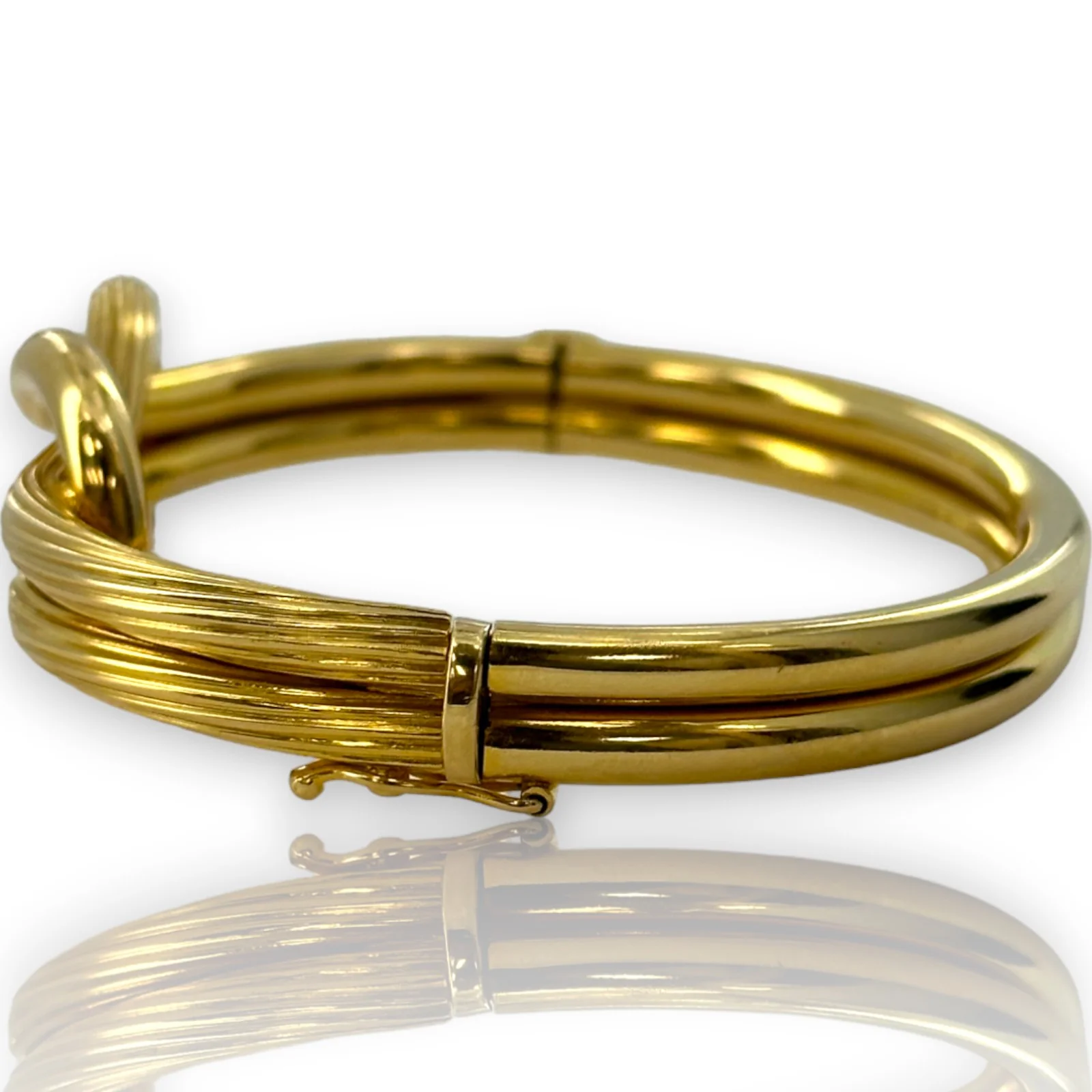 LaLaounis Hercules Knot Hinged Bangle Bracelet In 18K Yellow Gold Made in Greece - Image 4