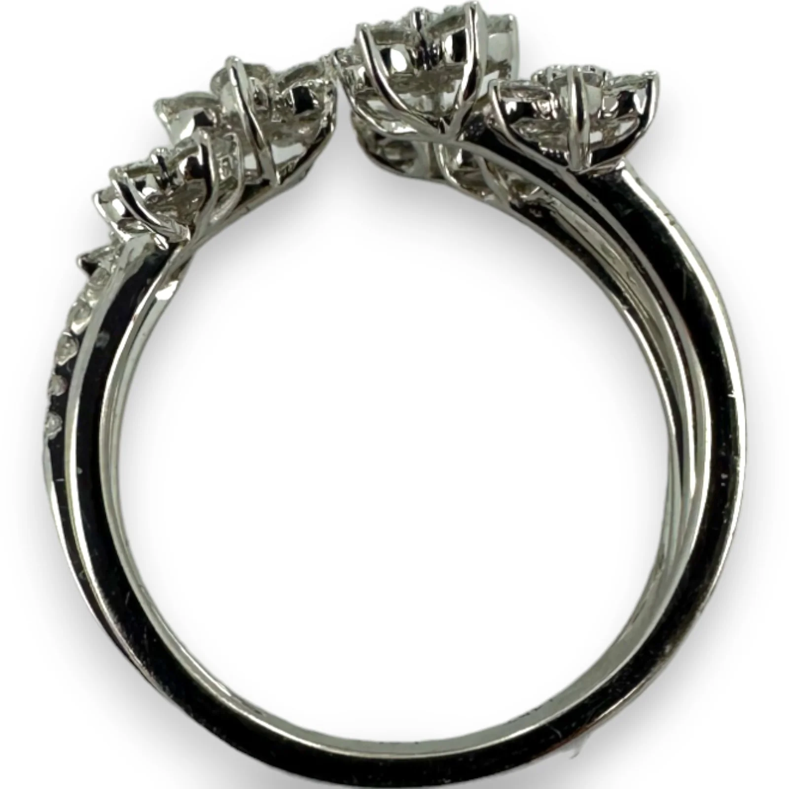 LALI Jewels Solid 14kt White Gold Rhodium Plated Open Wrap Ring with 0.75ctw Diamond Flowers Size 6.5 - Image 6