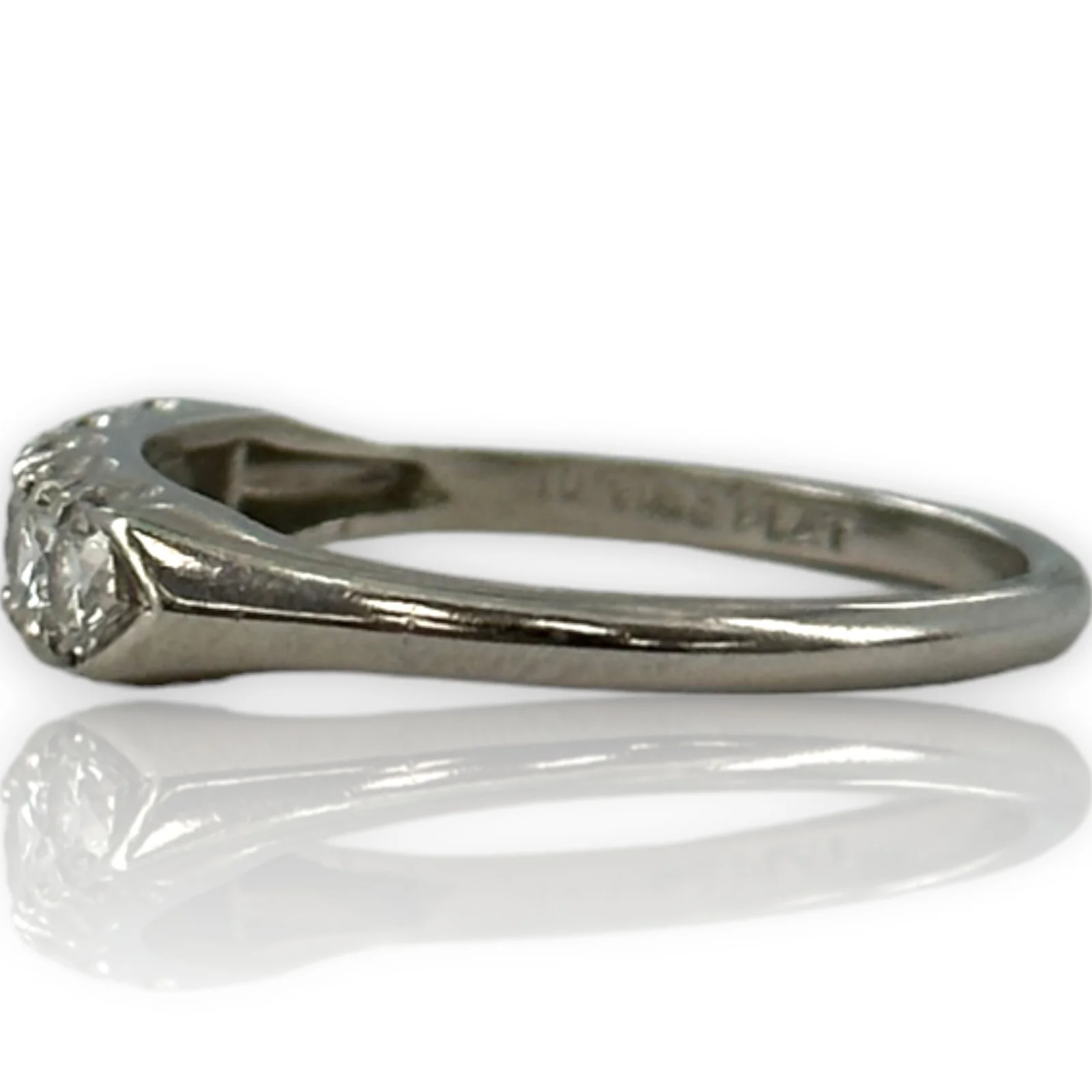 Late Art Deco William Wise & Son Platinum and Diamond Half Eternity Band Wedding Stackable Ring - Image 2